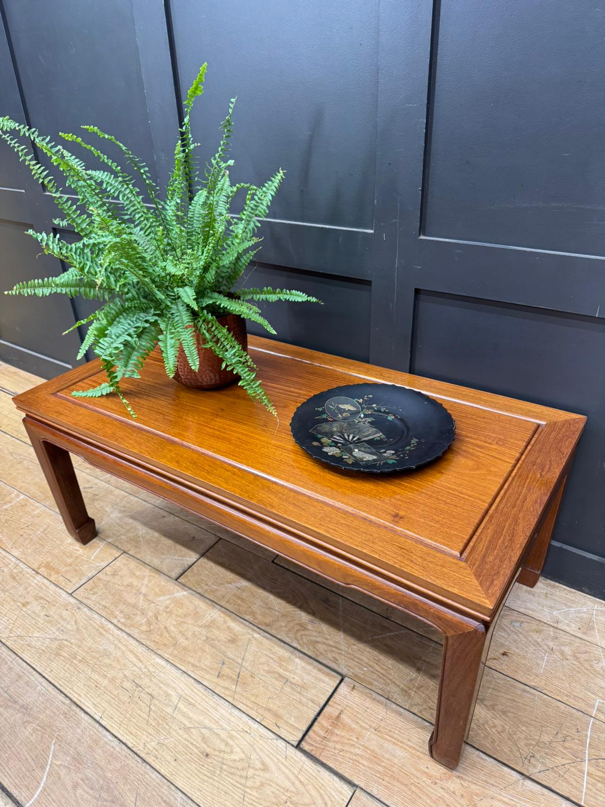 Vintage Mahogany Coffee Table / Oriental Style / Mid Century Modern Low Table A