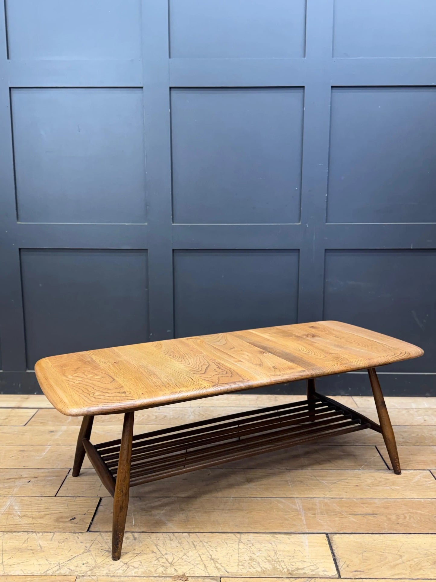 Retro Ercol 459 Elm Coffee Table Vintage Blonde Elm Magazine Rack Side Table MCM RUSTIC WAREHOUSE NORFOLK
