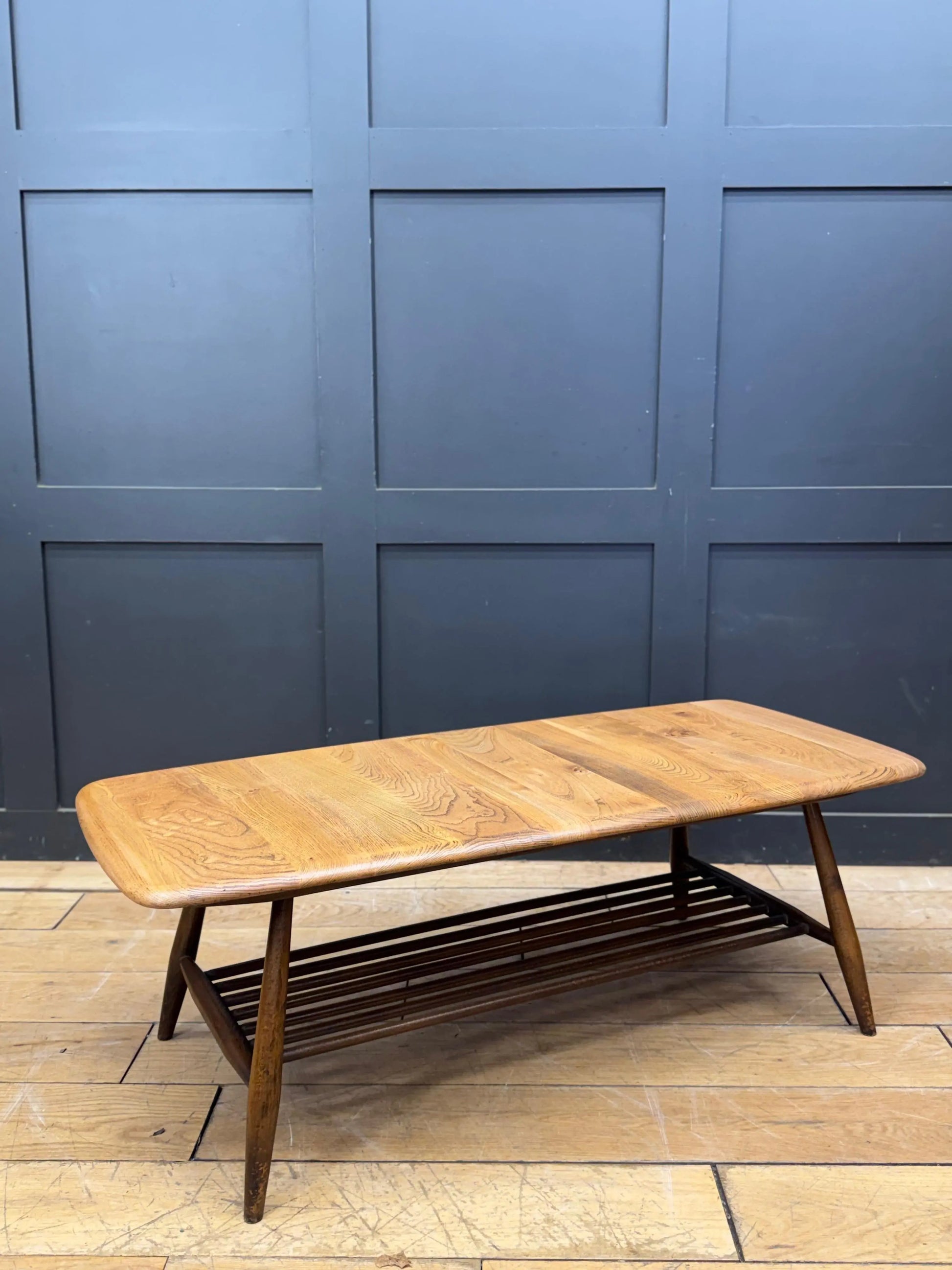 Retro Ercol 459 Elm Coffee Table Vintage Blonde Elm Magazine Rack Side Table MCM RUSTIC WAREHOUSE NORFOLK