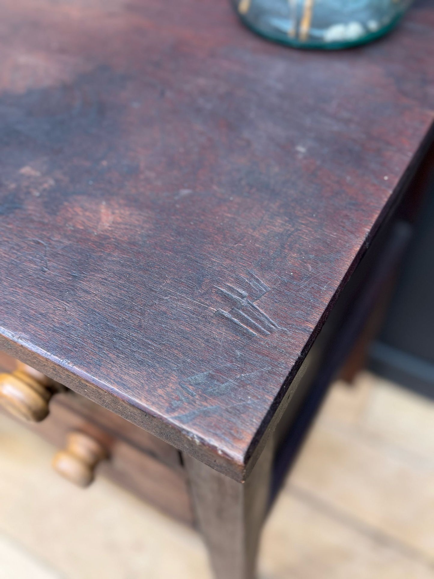 Antique Mahogany Side Table Drawers/ Kitchen Island Butchers Block / Book Press