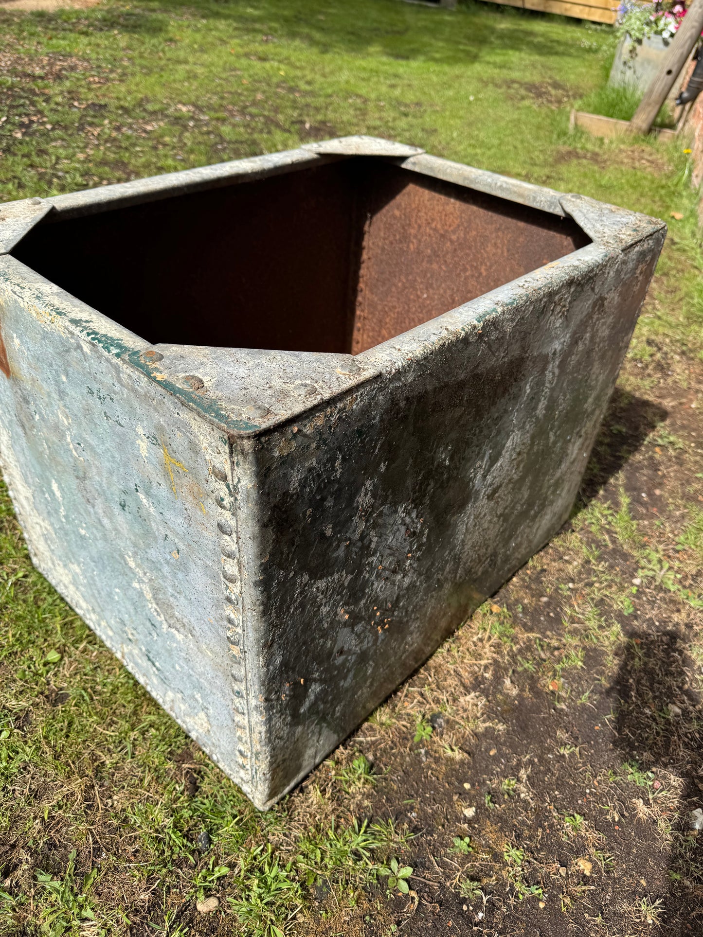 Riveted Galvanised Trough Planter /  Raised Flower Bed Plant Olive Tree Pot (T1