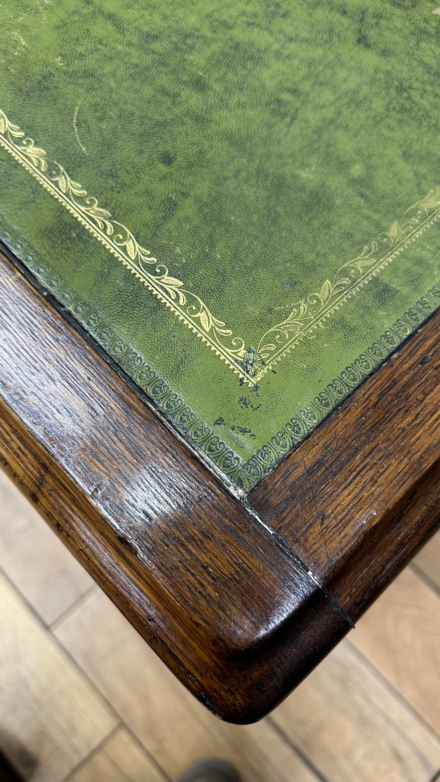 Antique Oak Desk / Victorian Leather Top Writing Desk  / Office Furniture