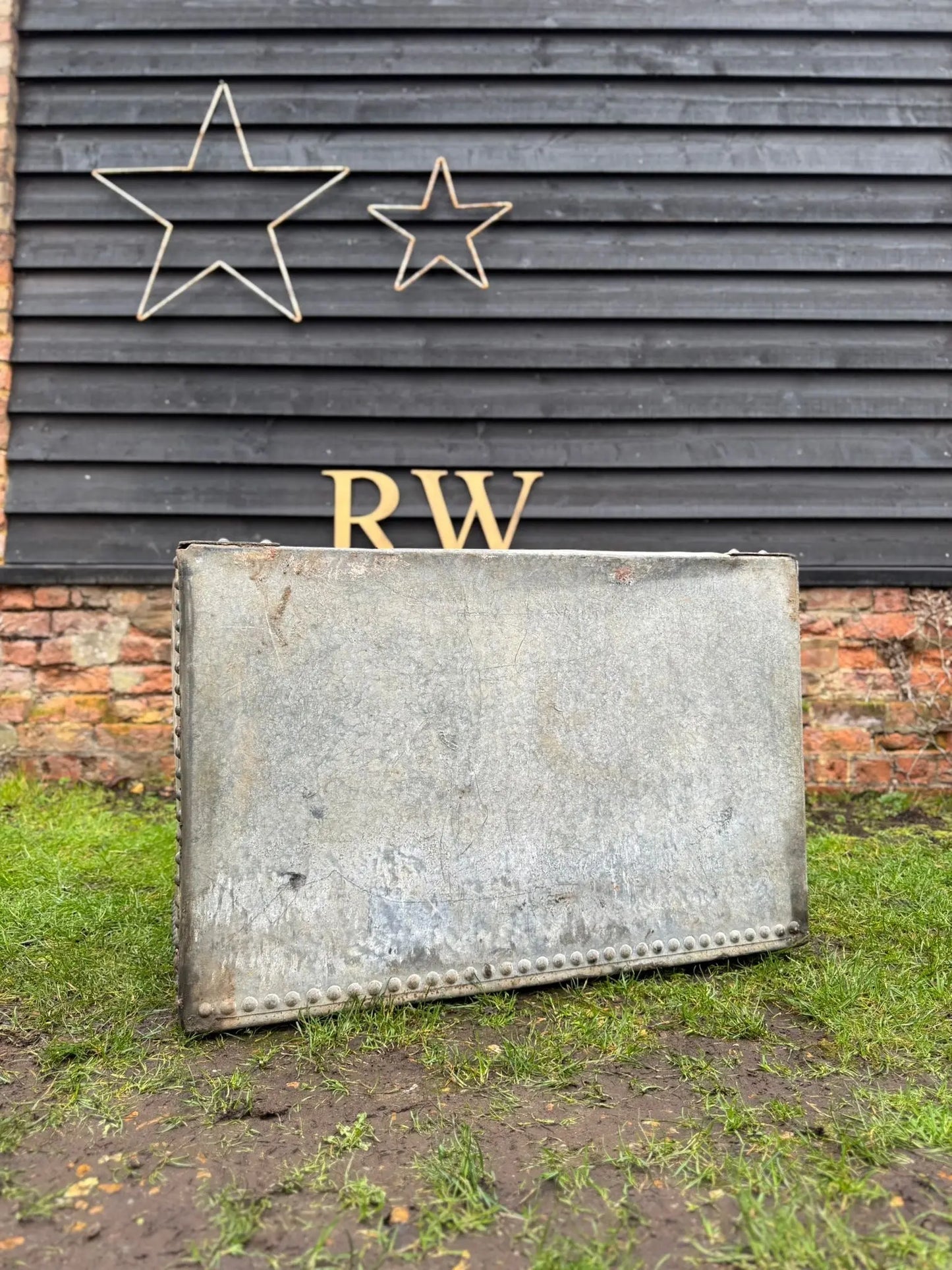 Riveted Galvanised Trough Planter /  Raised Flower Bed Plant Olive Tree Pot Z4 RUSTIC WAREHOUSE NORFOLK
