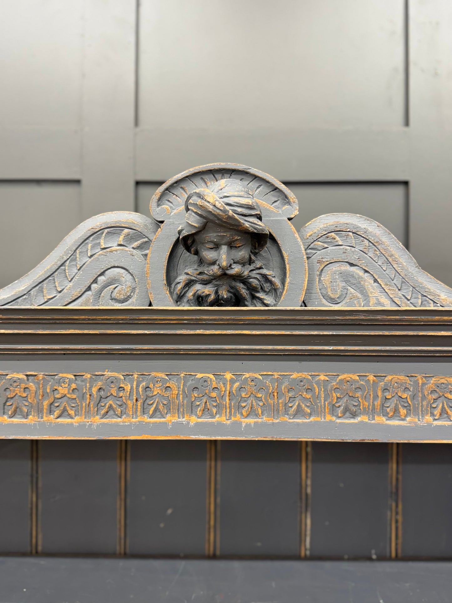 Victorian Blue Painted Open Bookcase Display Shelves Storage Cabinet