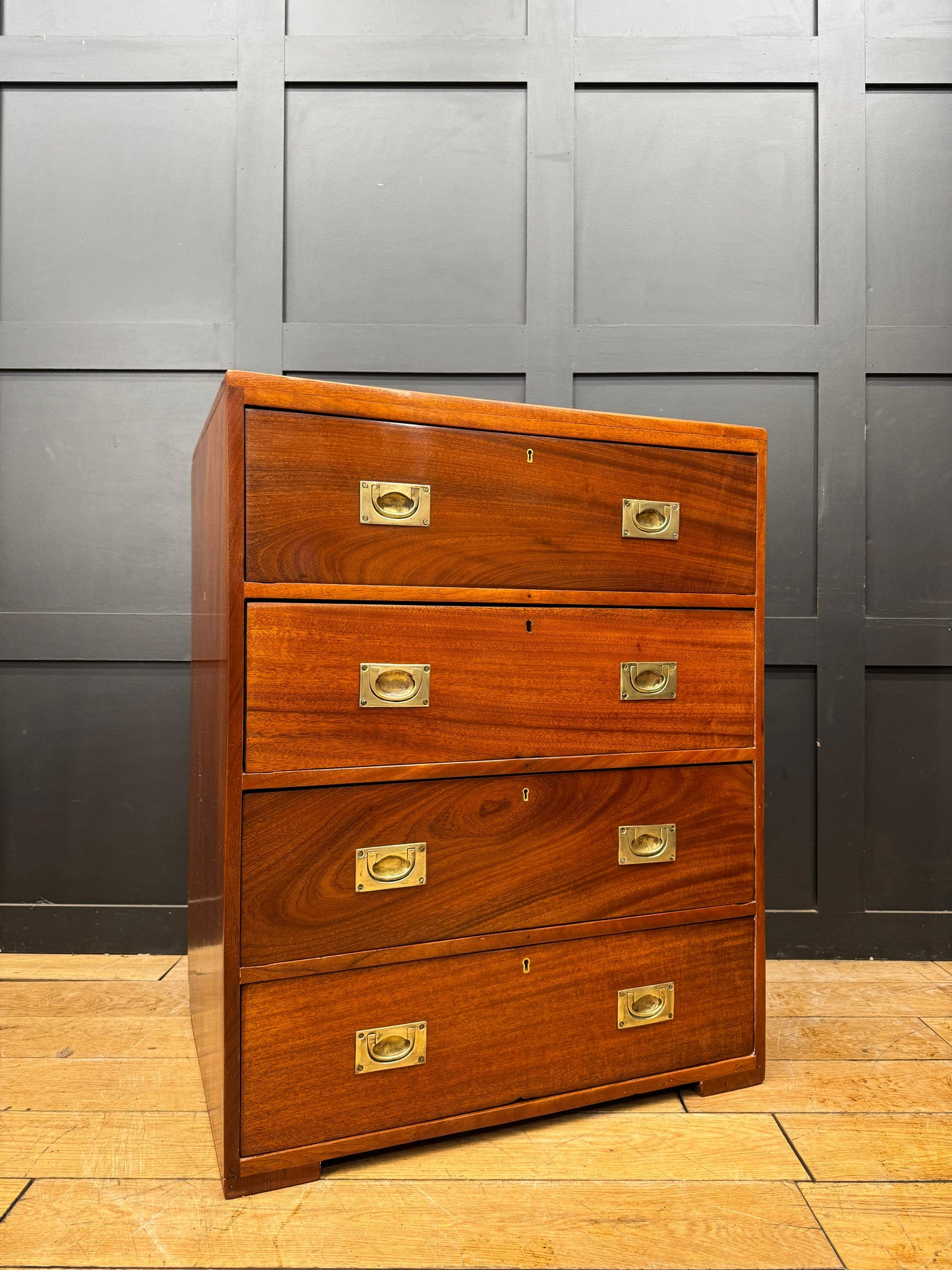 Antique Campaign Military Chest of Drawers Solid Mahogany Ship Drawers