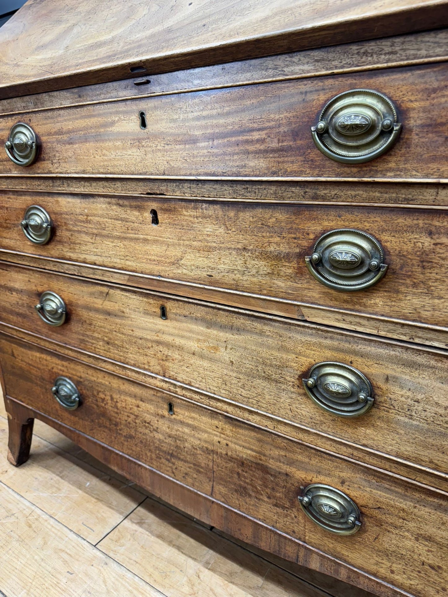 Antique Georgian Mahogany Bureau Desk Chest Drawers Writing Table Sideboard