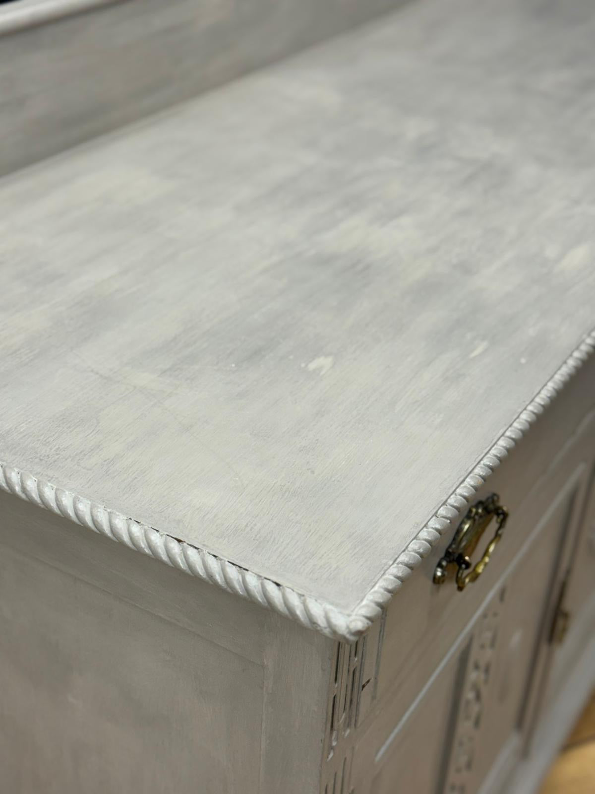 Large Painted Sideboard Cupboard with Drawers – Grey Storage Unit / TV Cabinet