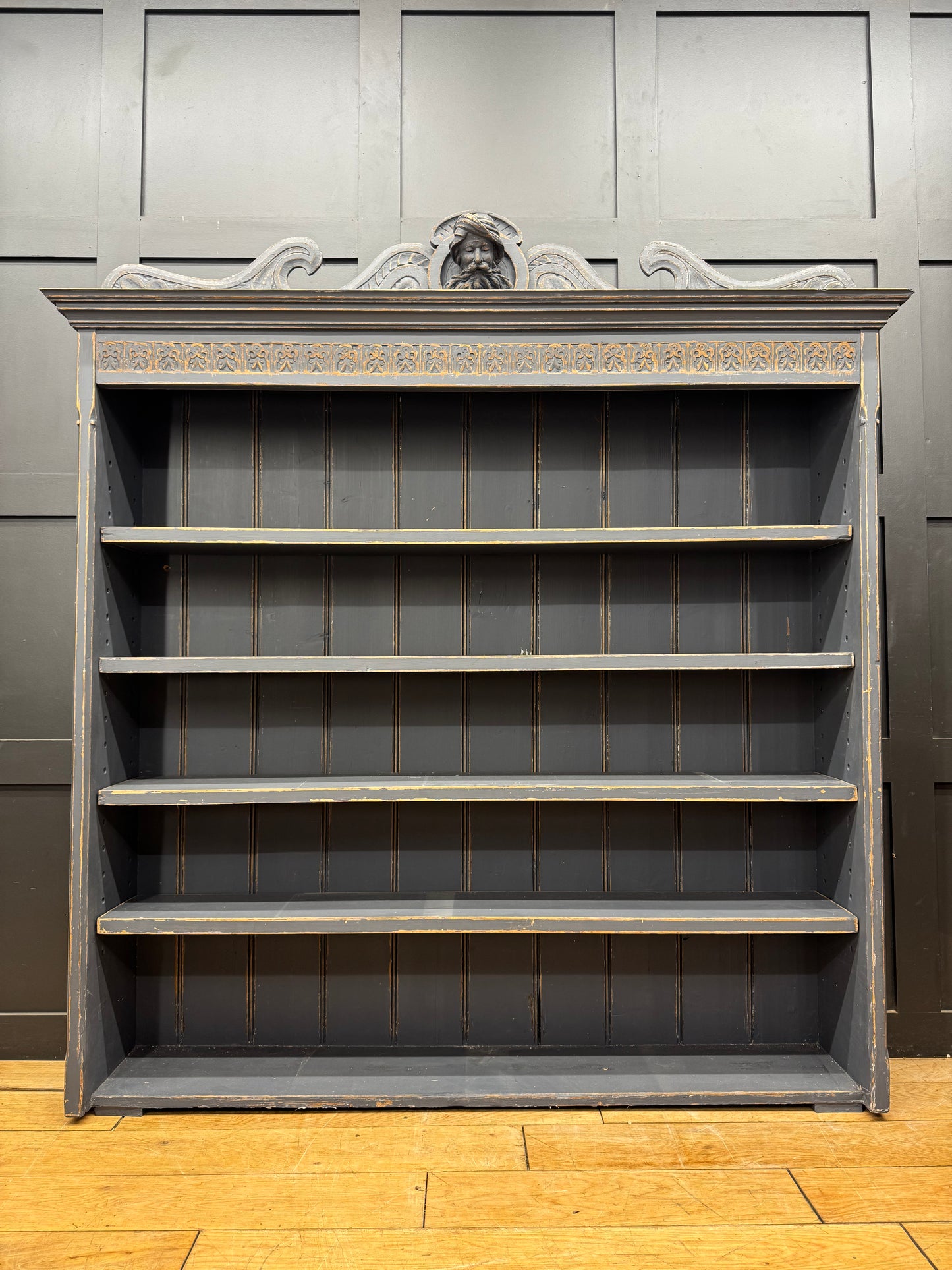Victorian Blue Painted Open Bookcase Display Shelves Storage Cabinet