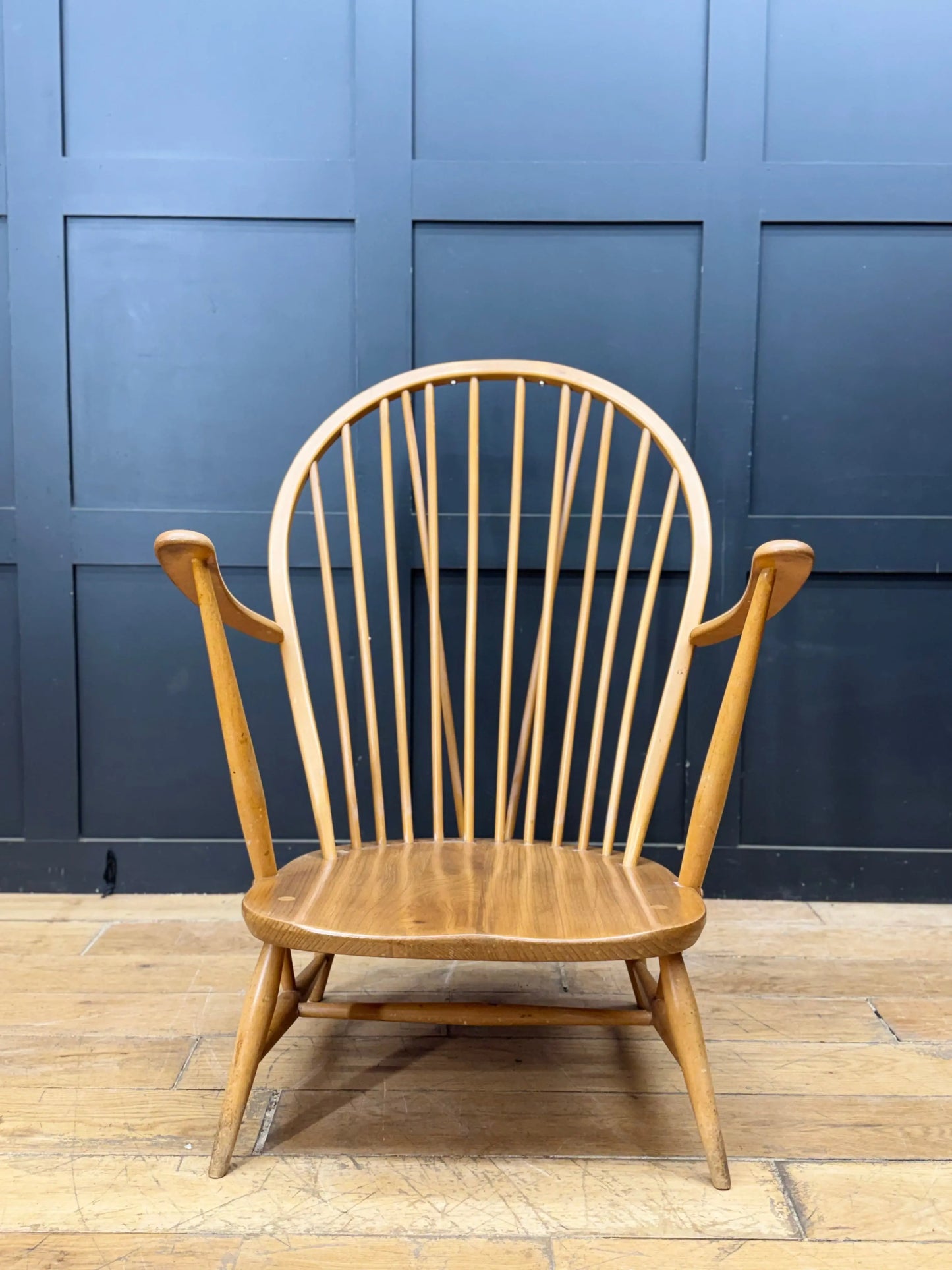 Vintage Ercol 317 Grandfather Chair Mid Century Retro Elm Windsor Armchair
