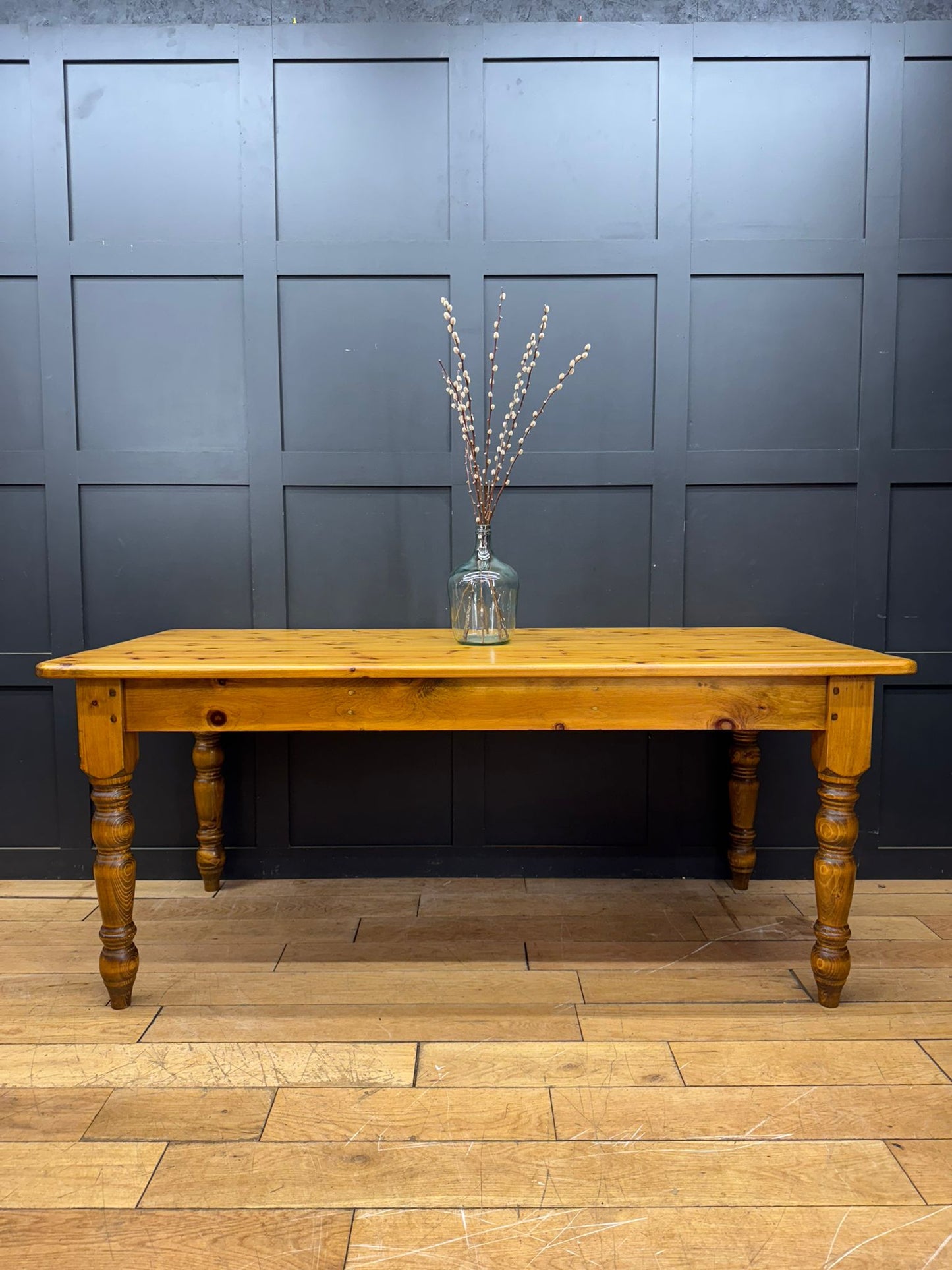 Large Vintage Pine Dining Table  / Farmhouse Kitchen Table 6-8 Rustic Furniture