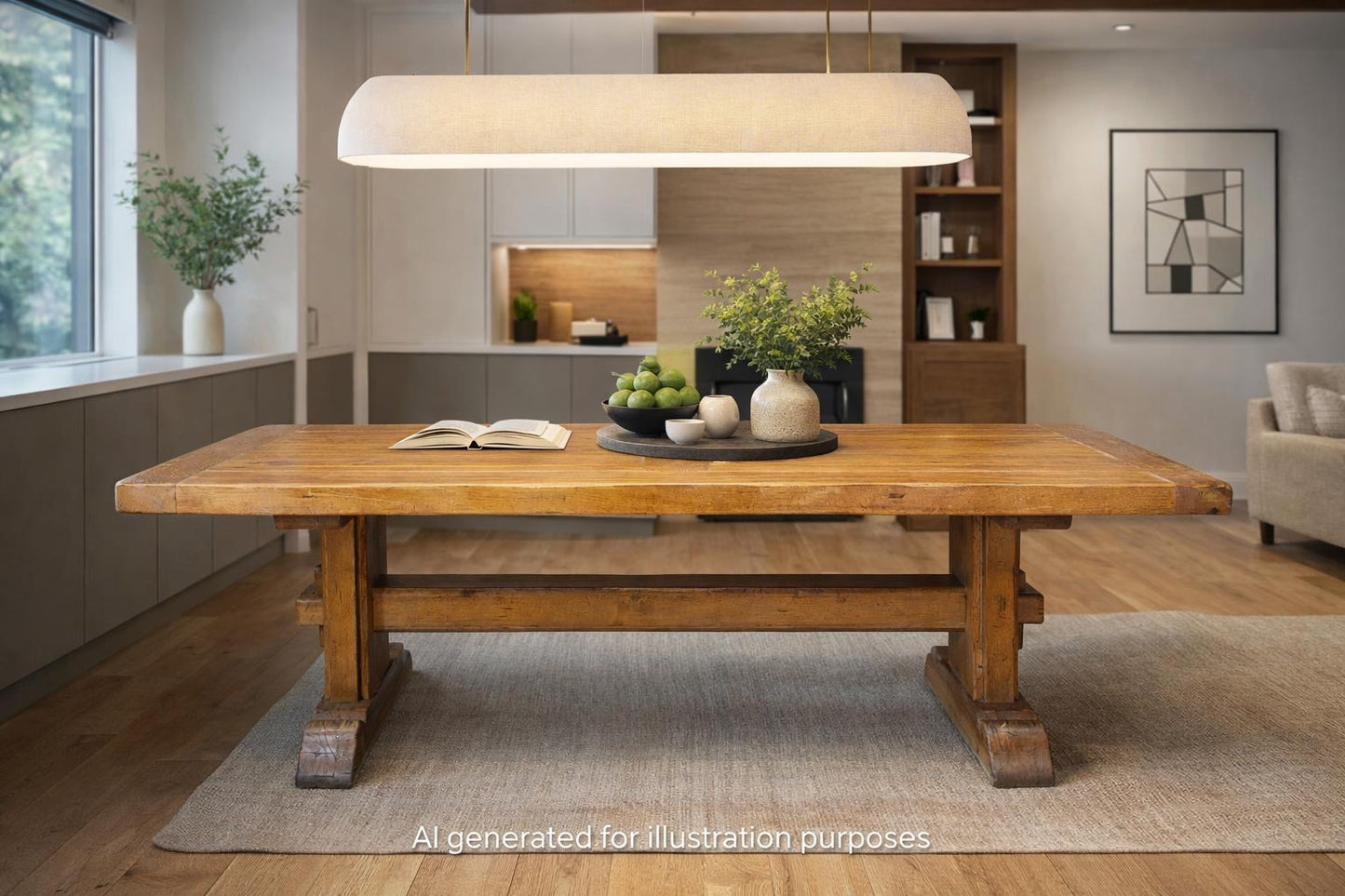 Rustic Oak Refectory Dining Table Large Farmhouse Kitchen Trestle Table