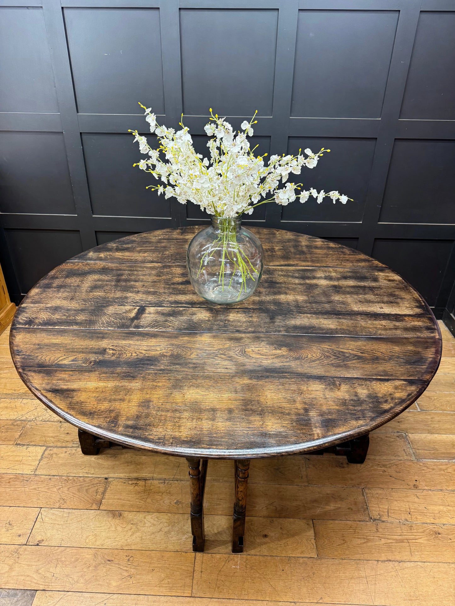 Large Solid Oak Vintage Drop Leaf Gateleg Dining Table Farmhouse Kitchen 168cm Sideboard