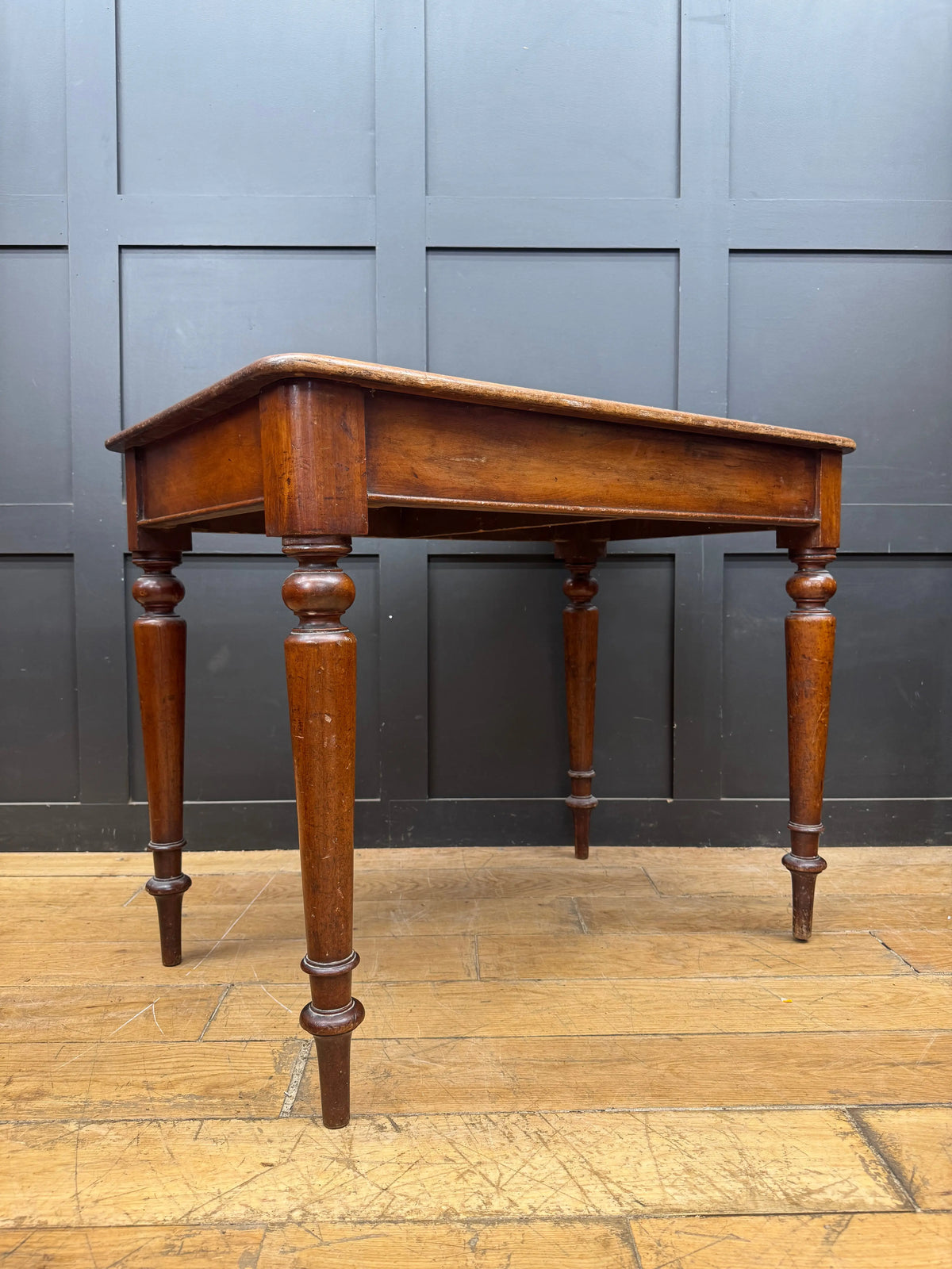 Antique Victorian Mahogany Writing Desk Console Side Hall Table Rexine Top