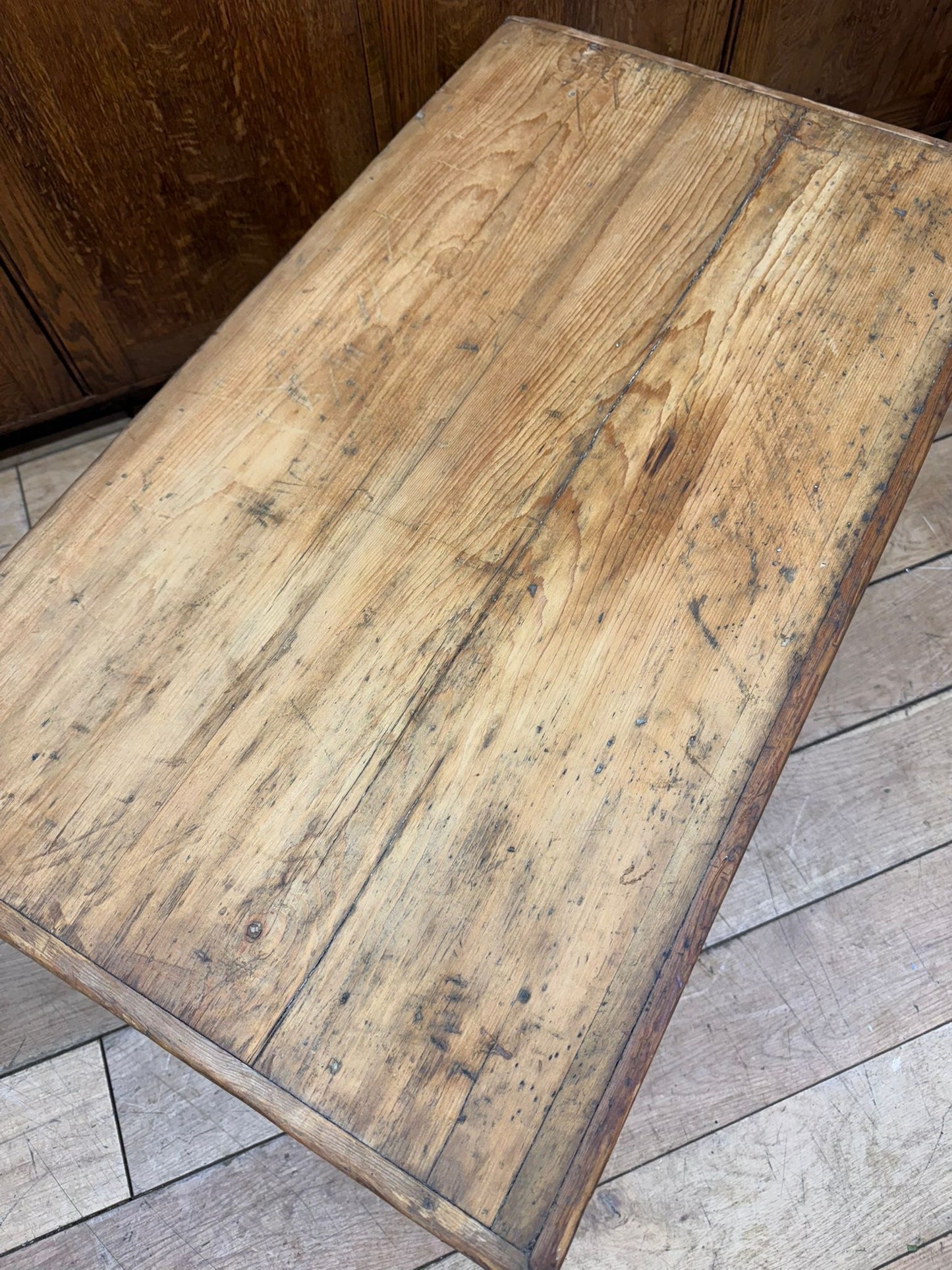 Antique Old Pine Trunk Chest / Storage Blanket Box / Coffee Table