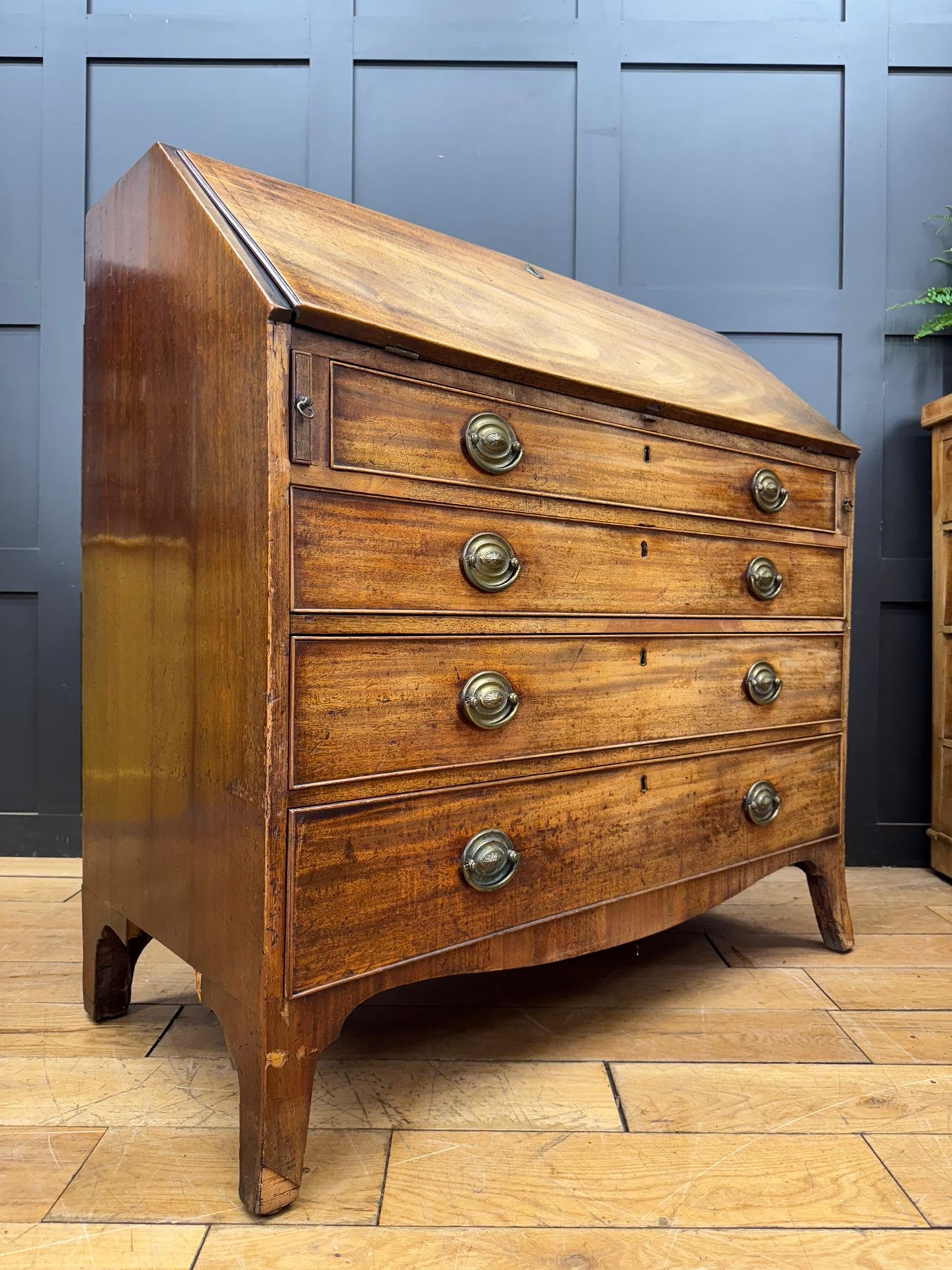 Antique Georgian Mahogany Bureau Desk Chest Drawers Writing Table Sideboard