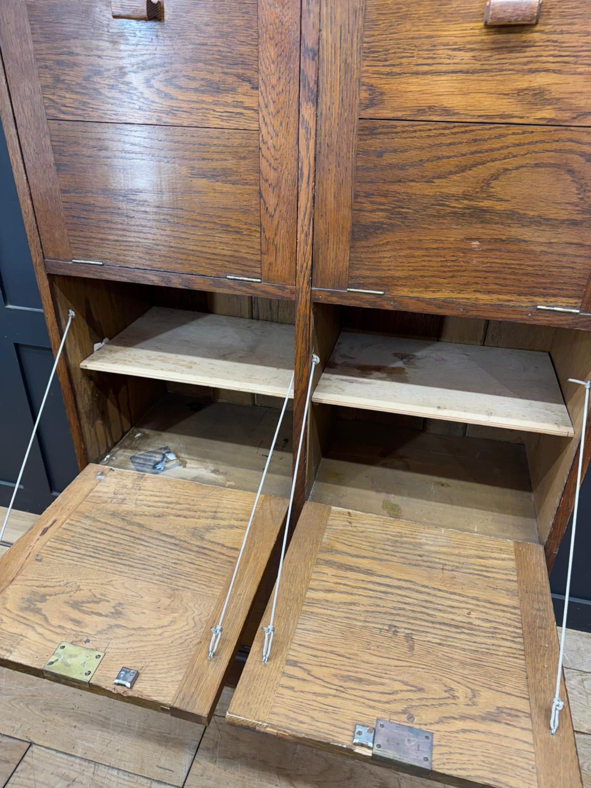 Antique Oak School Lockers Hall Cupboard Shoe Storage Kitchen  Drinks Cabinet