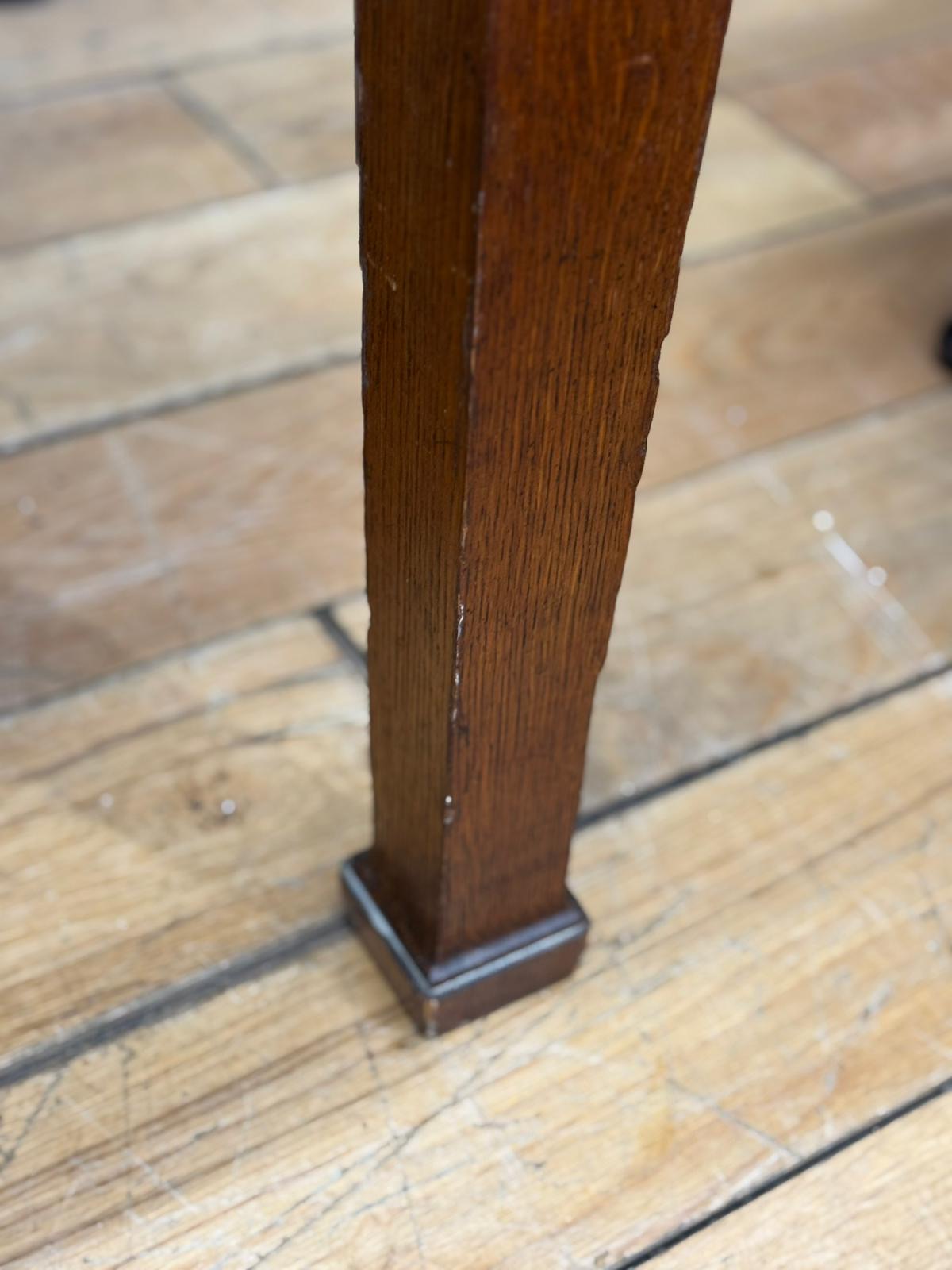 Antique Oak Leather Top Writing Desk /Console Table With Drawers