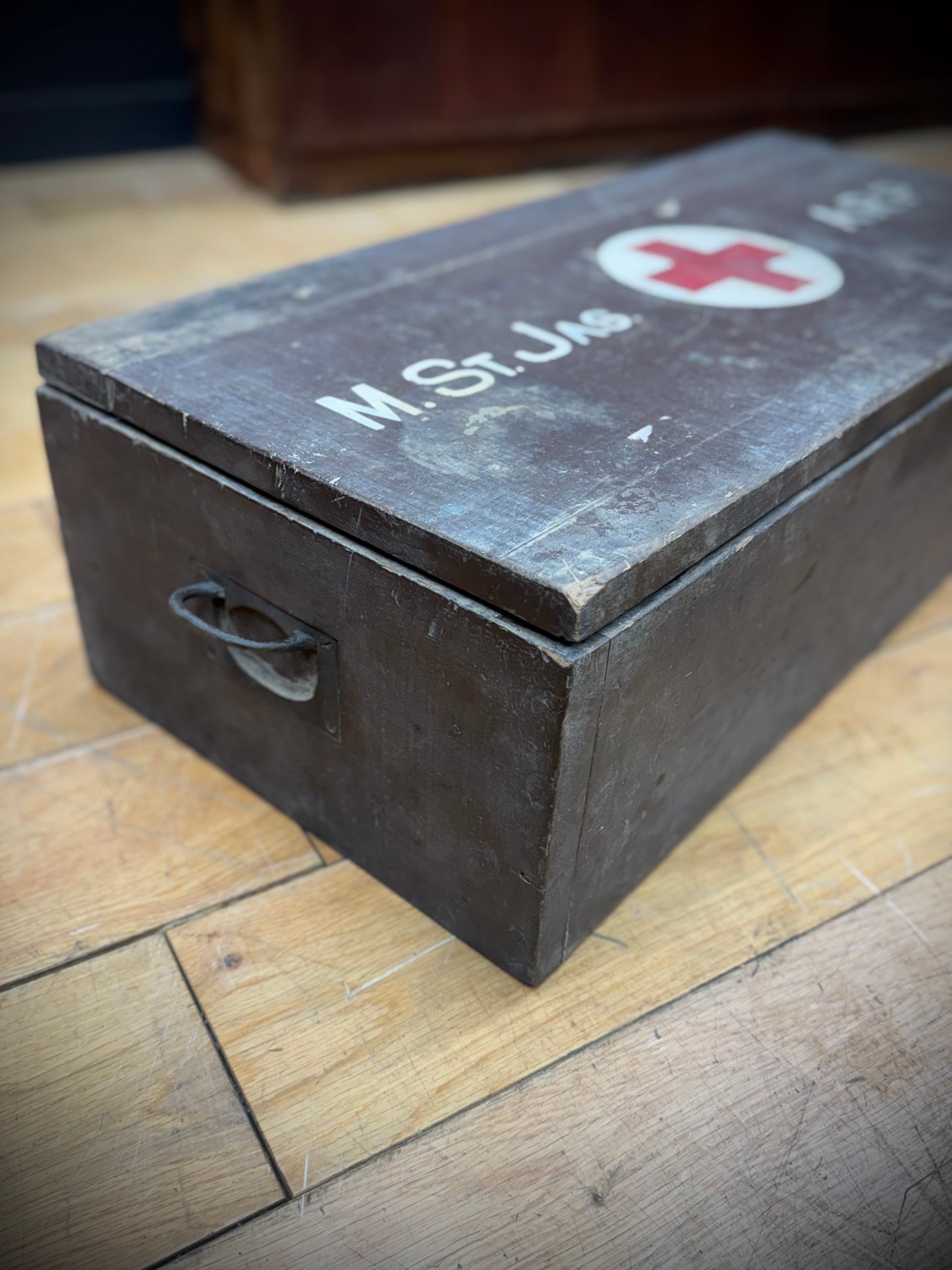WWII ARP First Aid Box. Civil Defence Medical Case. Vintage Red Cross Wooden Storage Box. Wartime Memorabilia. Militaria Collectible UK