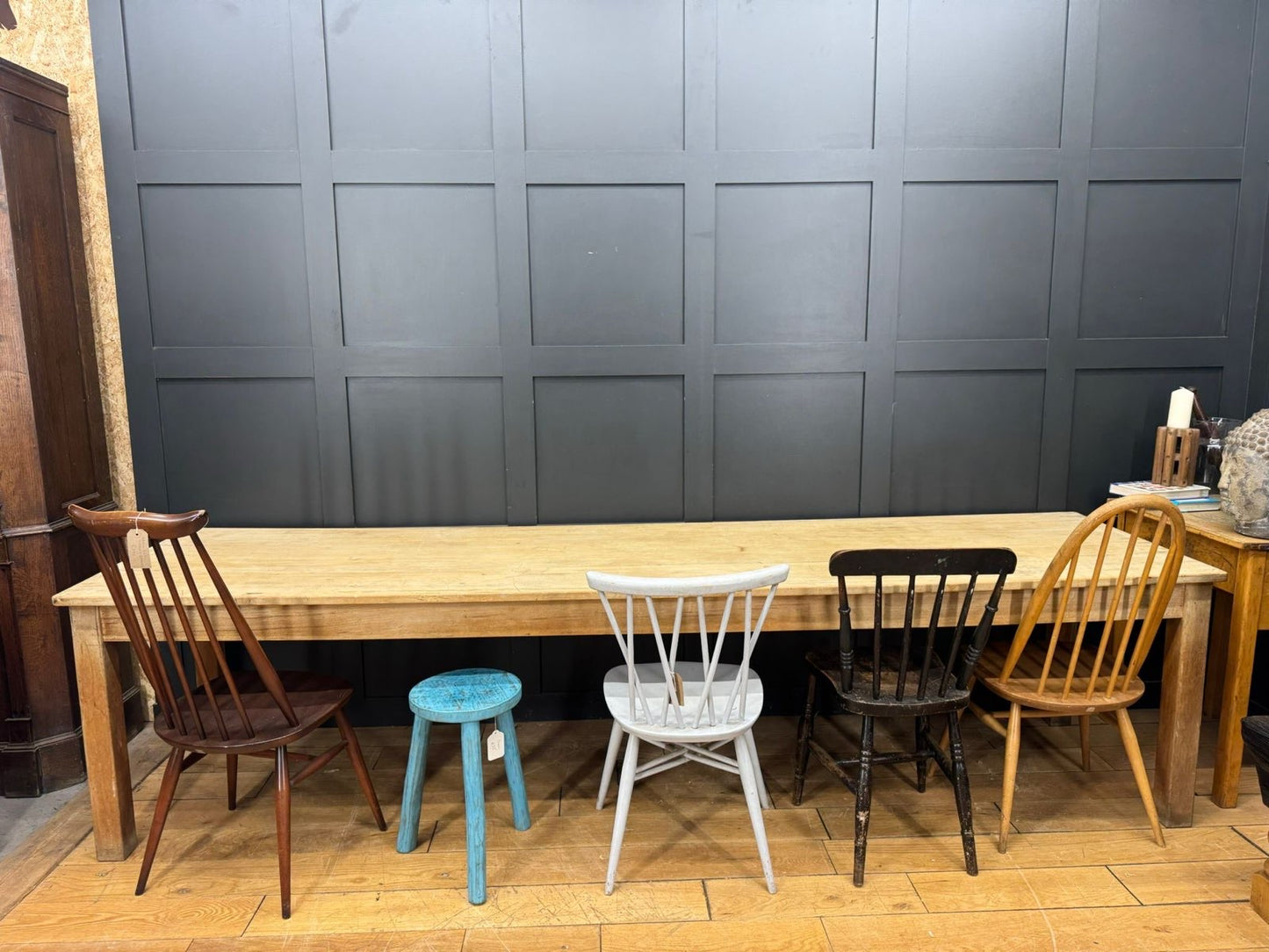 Vintage LARGE Beech Dining Table /  Long Kitchen Table / School Science Art