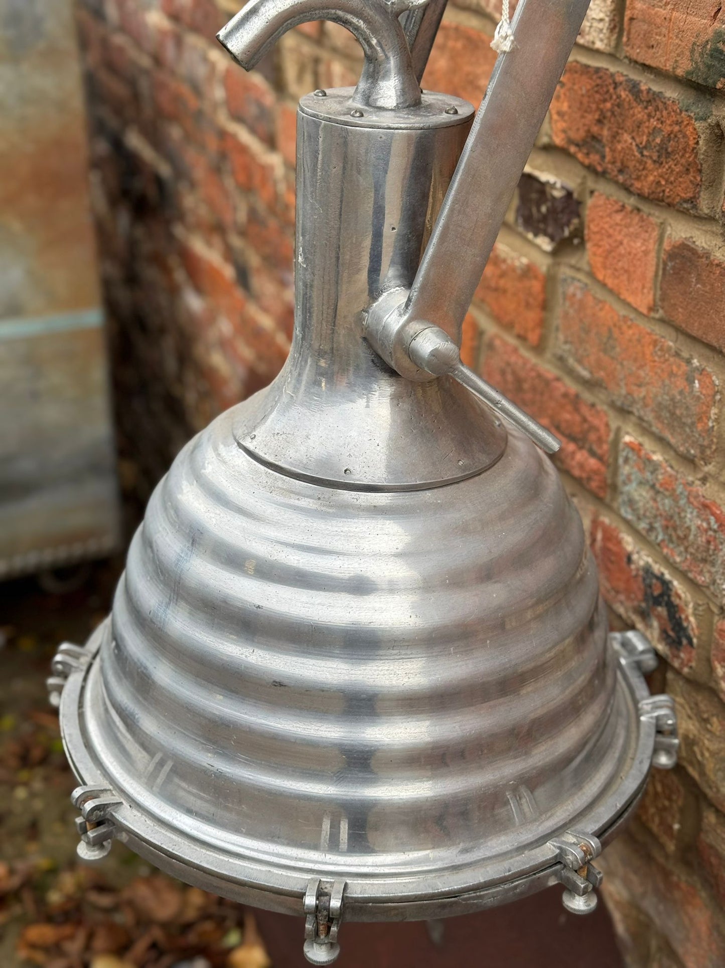 Pair of Vintage WISKA Ship Lights – Polished Aluminium Industrial Lamps