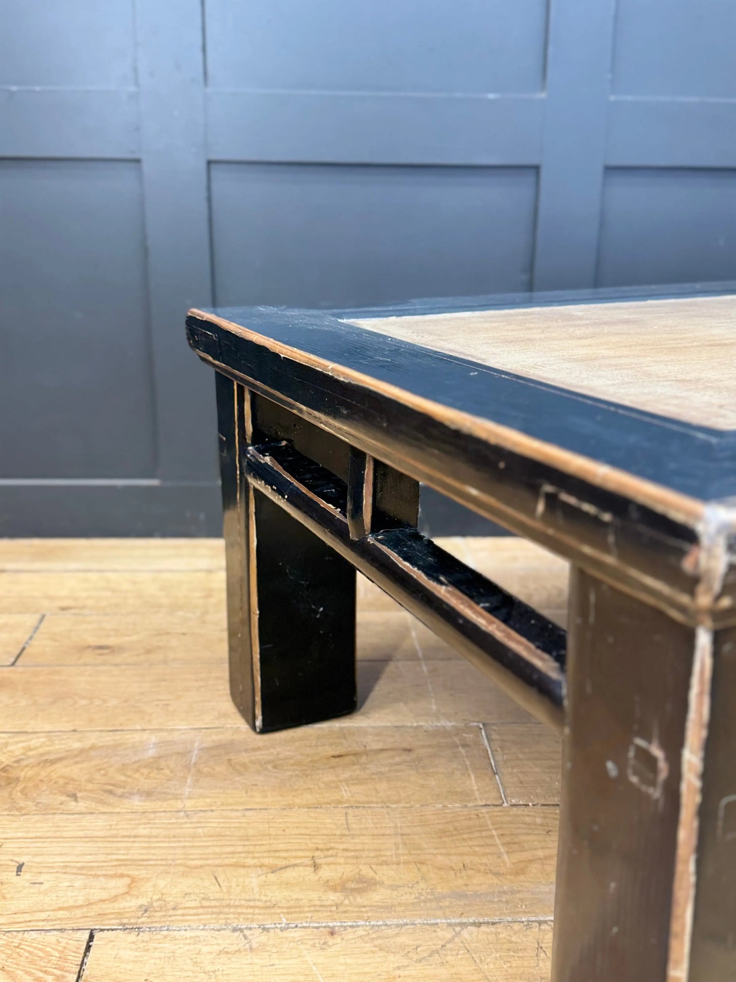 Vintage Chinese Black Lacquer Kang Coffee Table Low Oriental Table