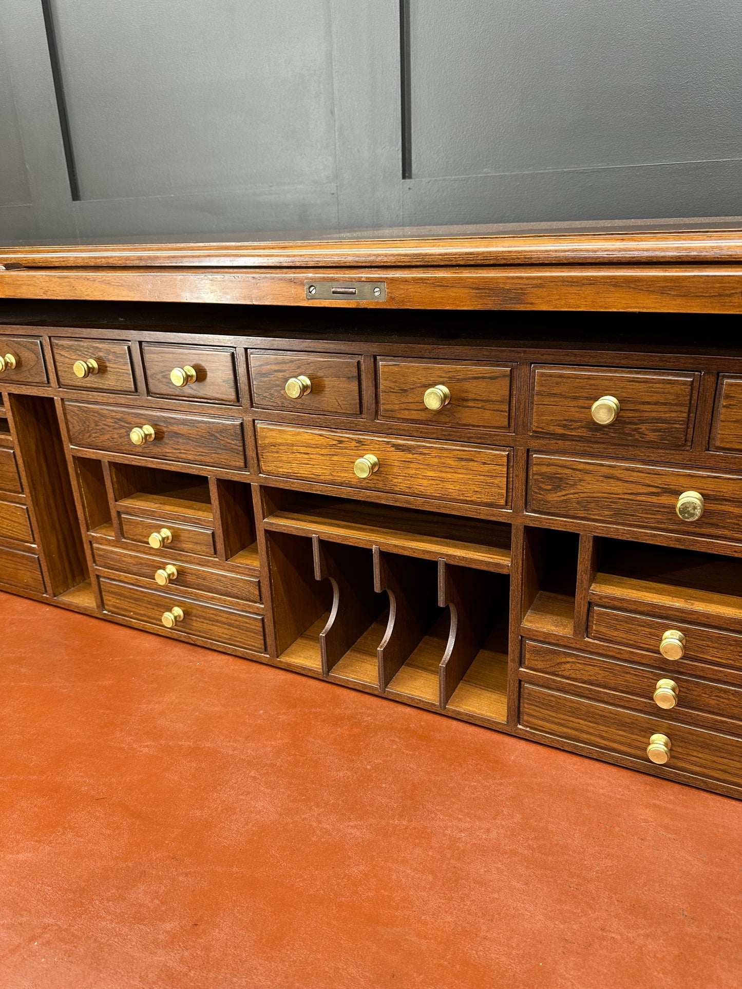 Vintage Large Oak Roll Top Desk / Oak Bureau / Writing Desk / Home Office