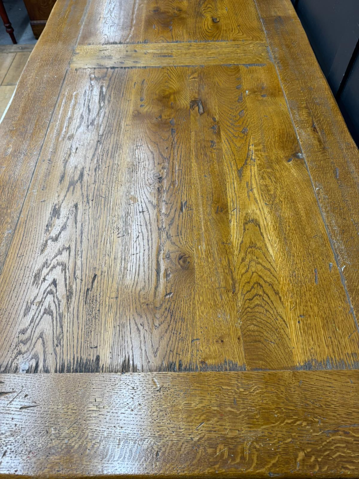 Rustic Oak Refectory Dining Table Large Farmhouse Kitchen Trestle Table