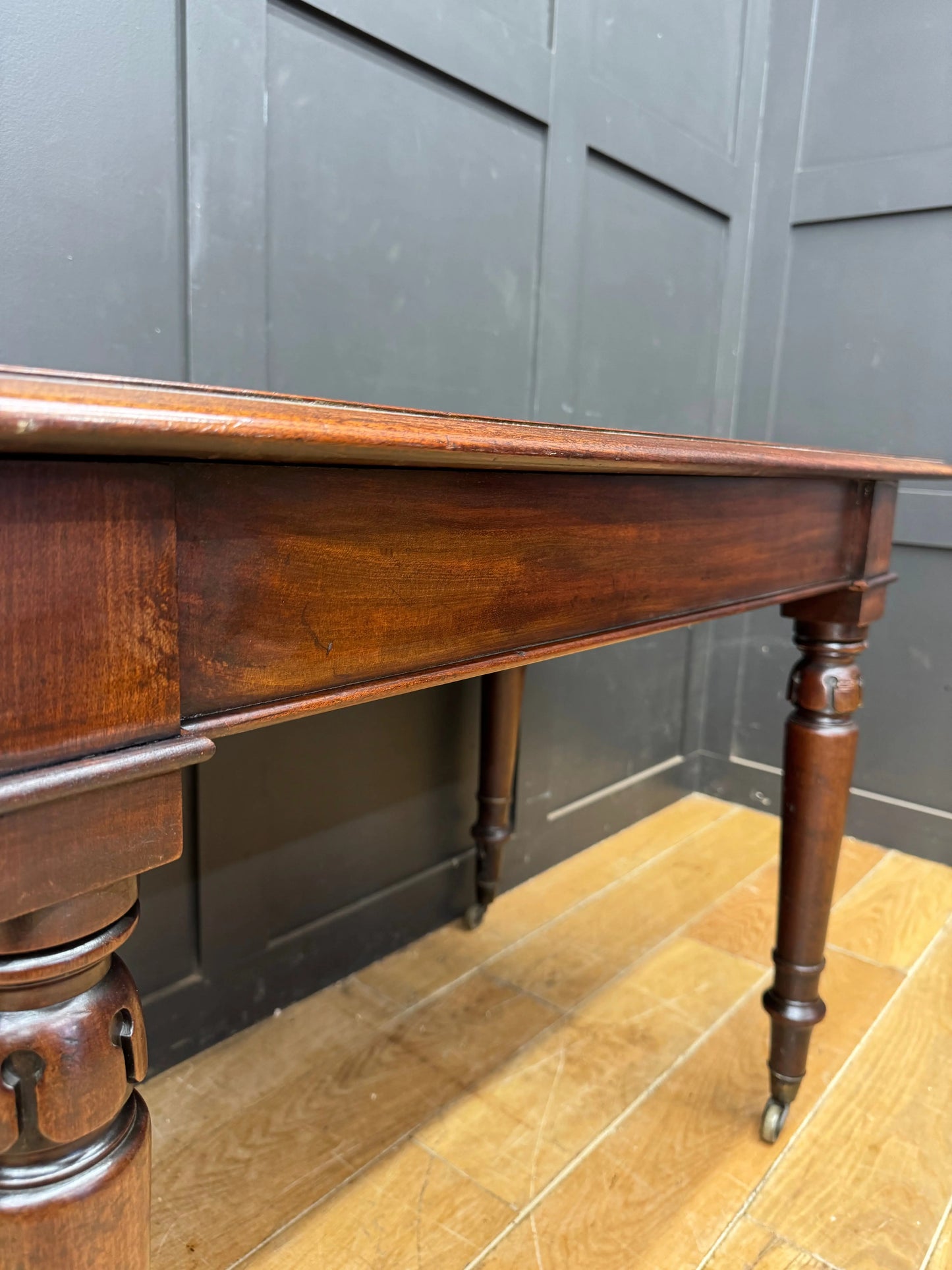 Pair Antique Mahogany Side Tables Console Hall Sofa Tables /desks on Castors
