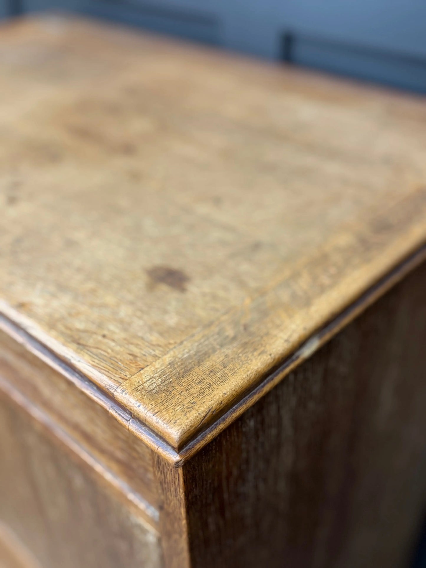 1930s Art Deco Limed Oak Bureau Chest of Drawers Writing Desk  Mirror Tallboy