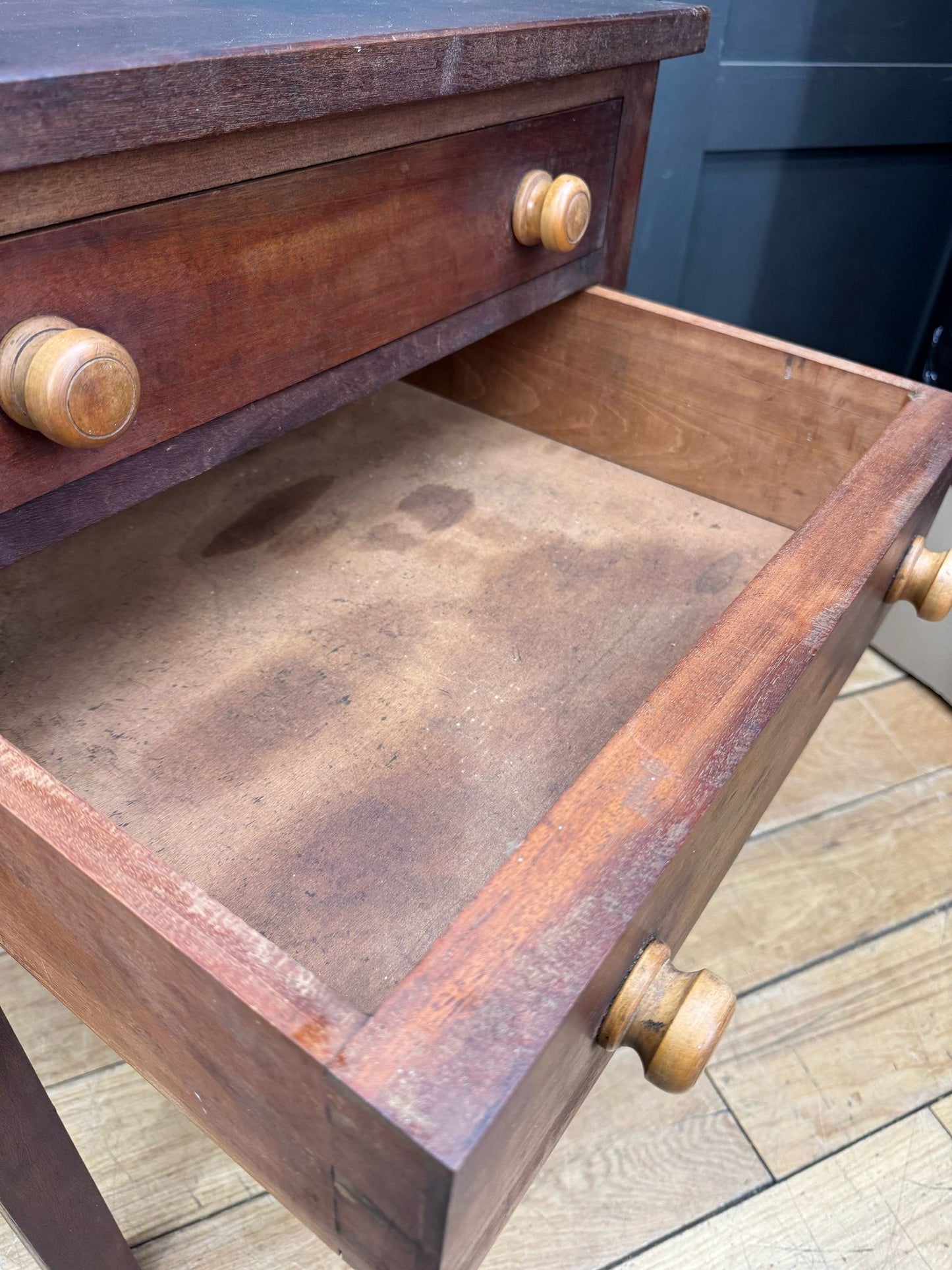 Antique Mahogany Side Table Drawers/ Kitchen Island Butchers Block / Book Press