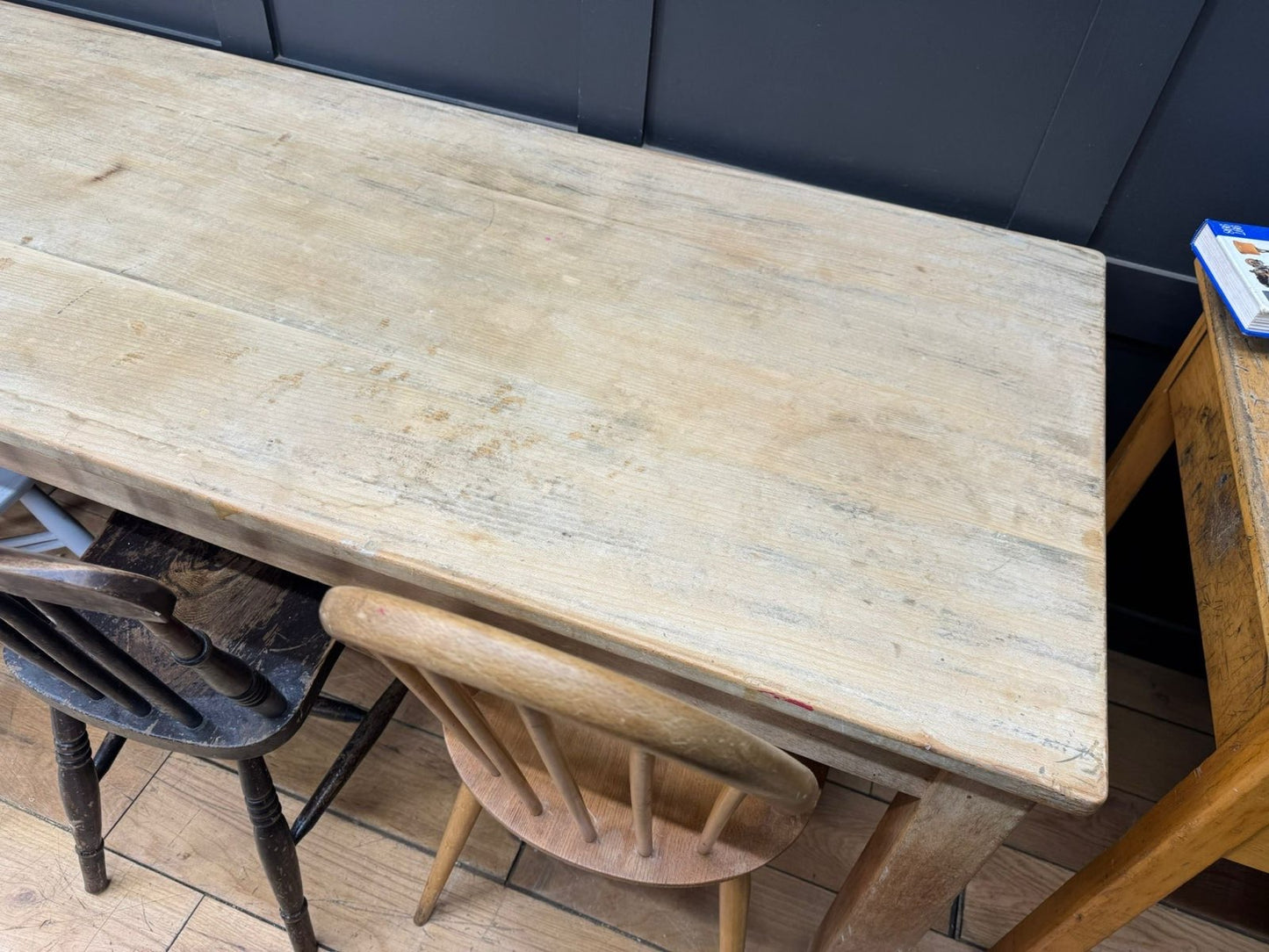 Vintage LARGE Beech Dining Table /  Long Kitchen Table / School Science Art