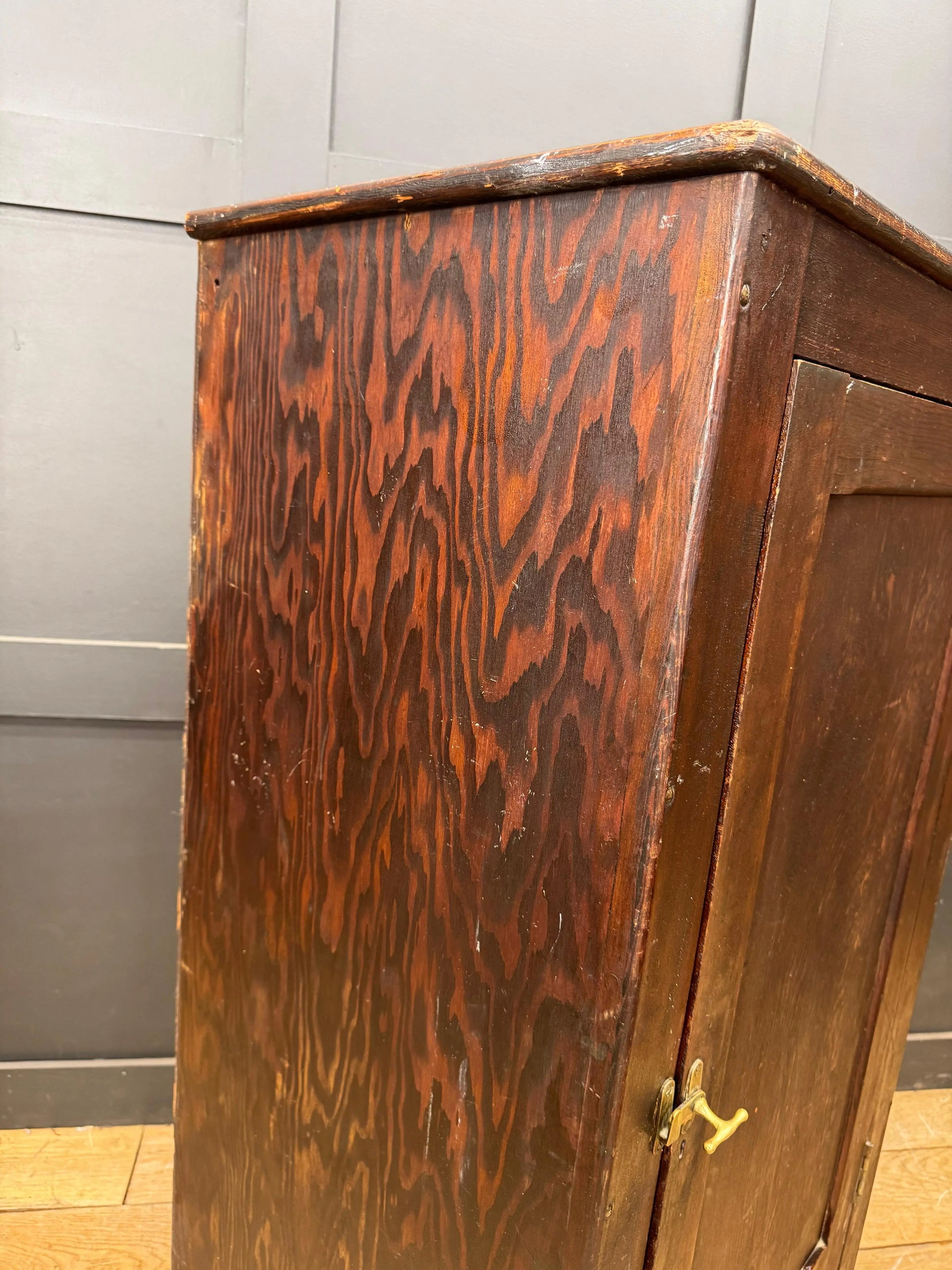 Antique Pitch Pine School Cupboard Single Door Storage Cabinet Shelves Rustic RUSTIC WAREHOUSE NORFOLK