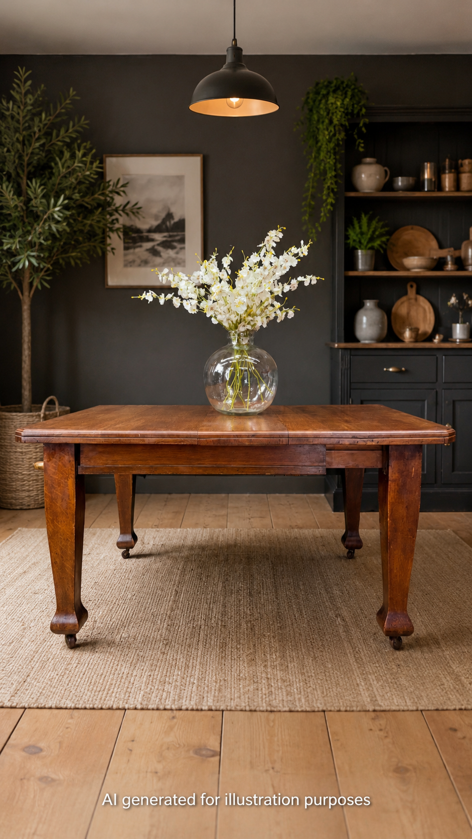 Antique Edwardian Oak Wind Out Extending Dining Kitchen Table