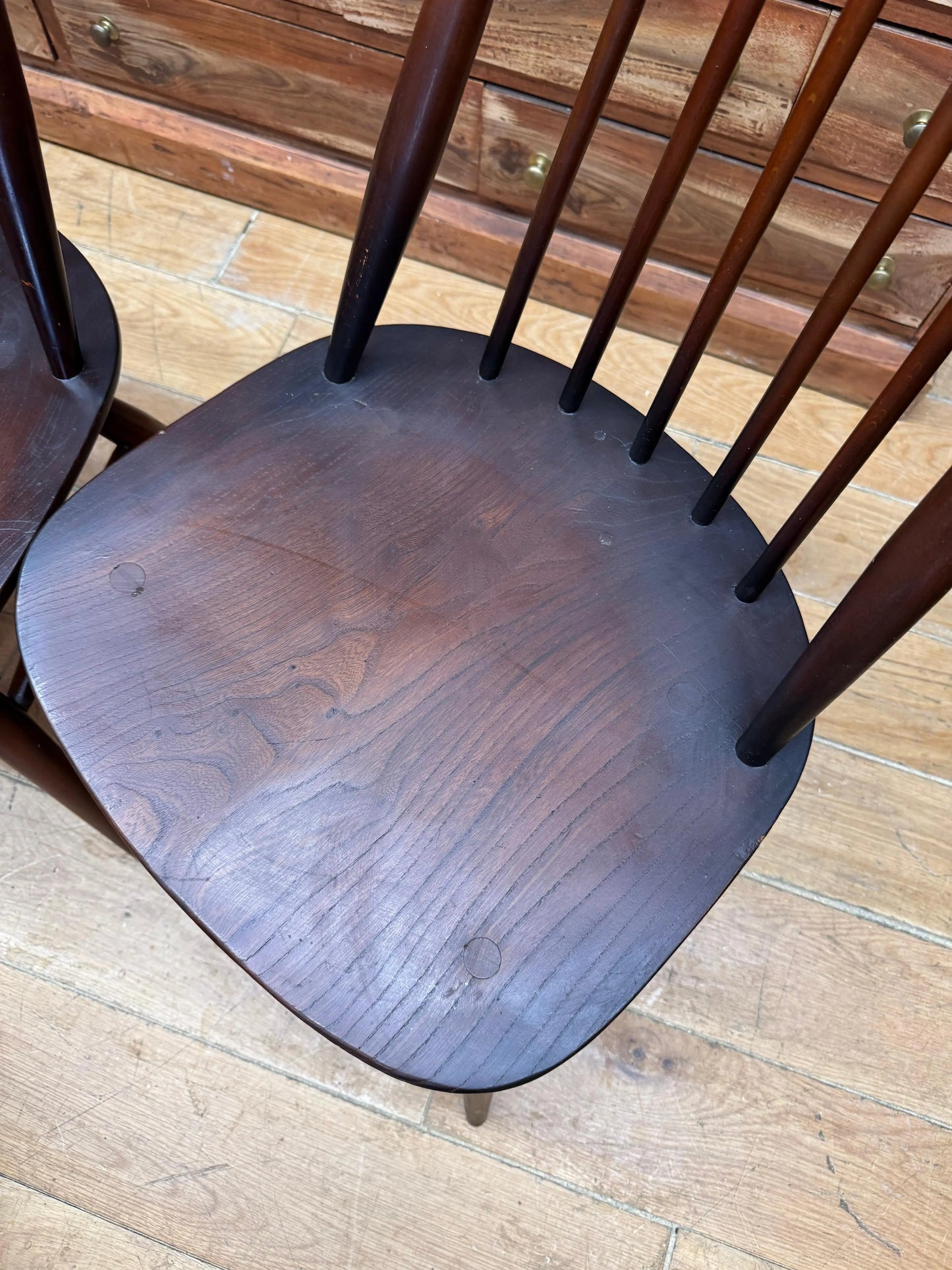 Vintage Ercol Goldsmith 369 Dining Kitchen Chairs Set of 4 Elm Beech Windsor RUSTIC WAREHOUSE NORFOLK