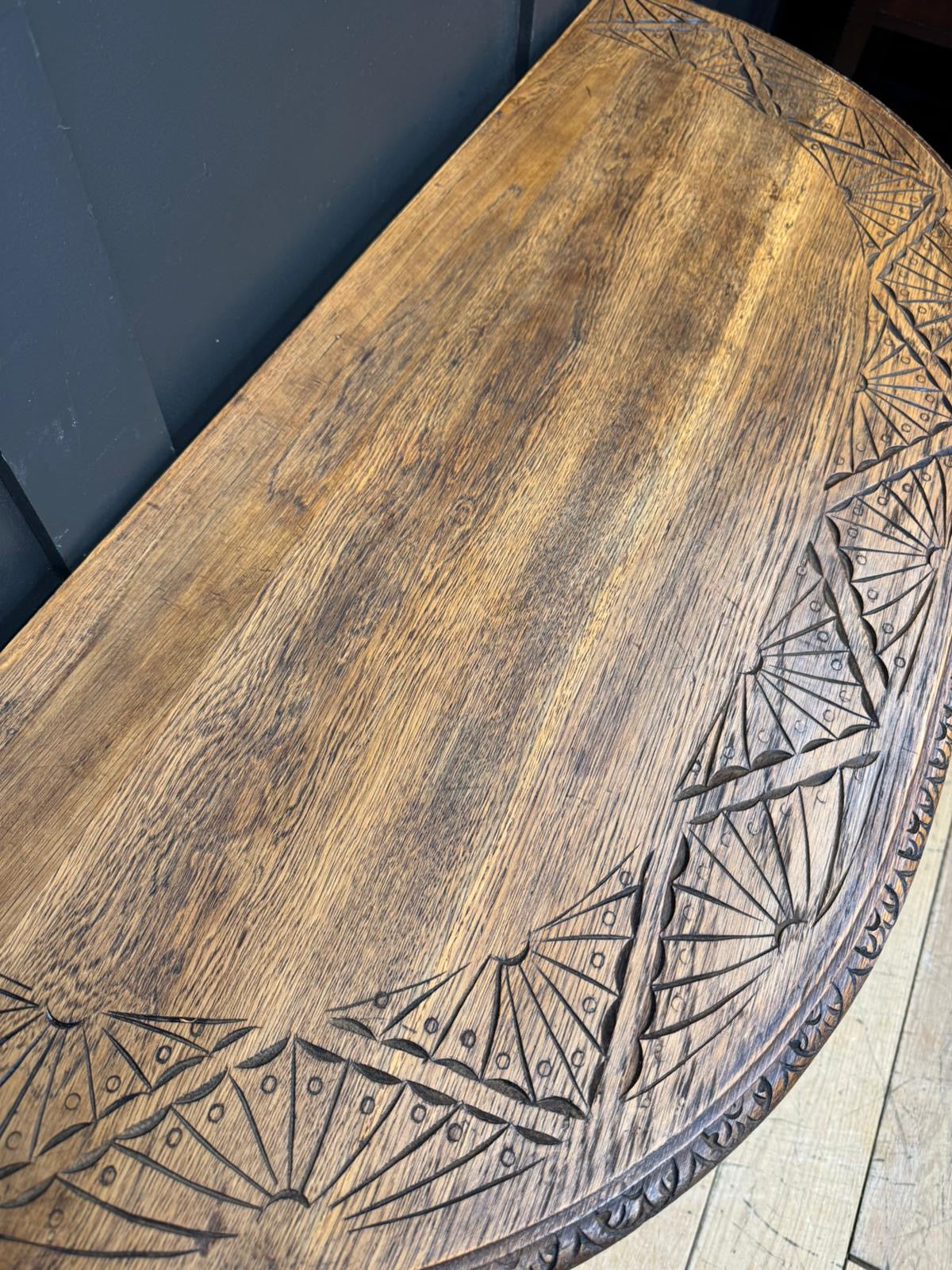 Antique Carved Oak Side Table Console Table Hall Table Drawer Desk Furniture