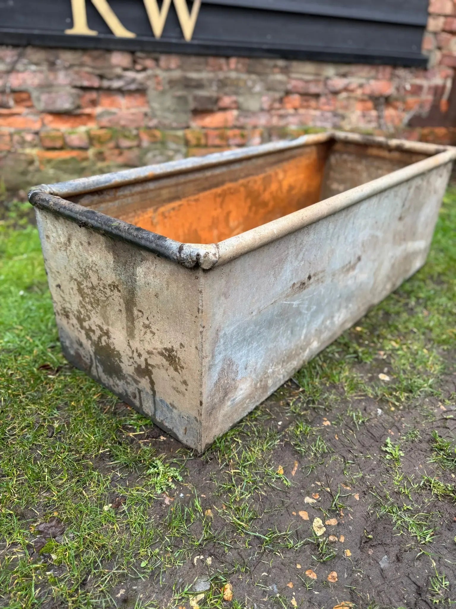 Vintage Galvanised Trough Garden Planter 123cm / Raised Flowerbed Plant Tree Pot Z2 RUSTIC WAREHOUSE NORFOLK