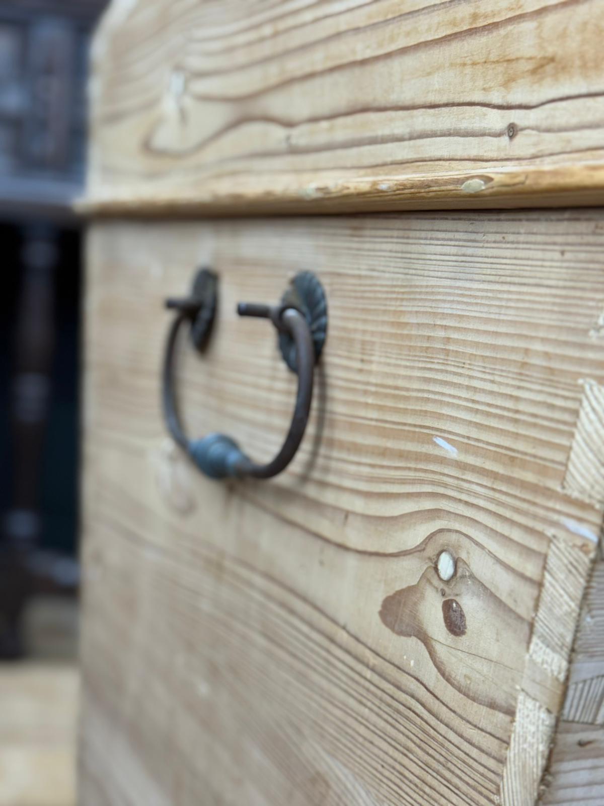 Antique Swedish Pine Dome-Top Blanket Chest / Trunk Bedroom Toy Shoe Storage