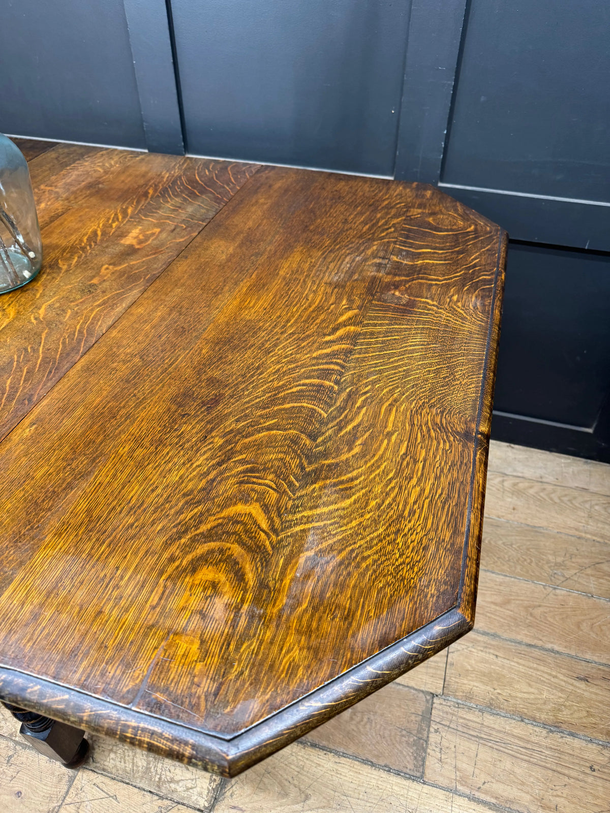 1920s Oak Barley Twist Gateleg Drop Leaf Dining Table