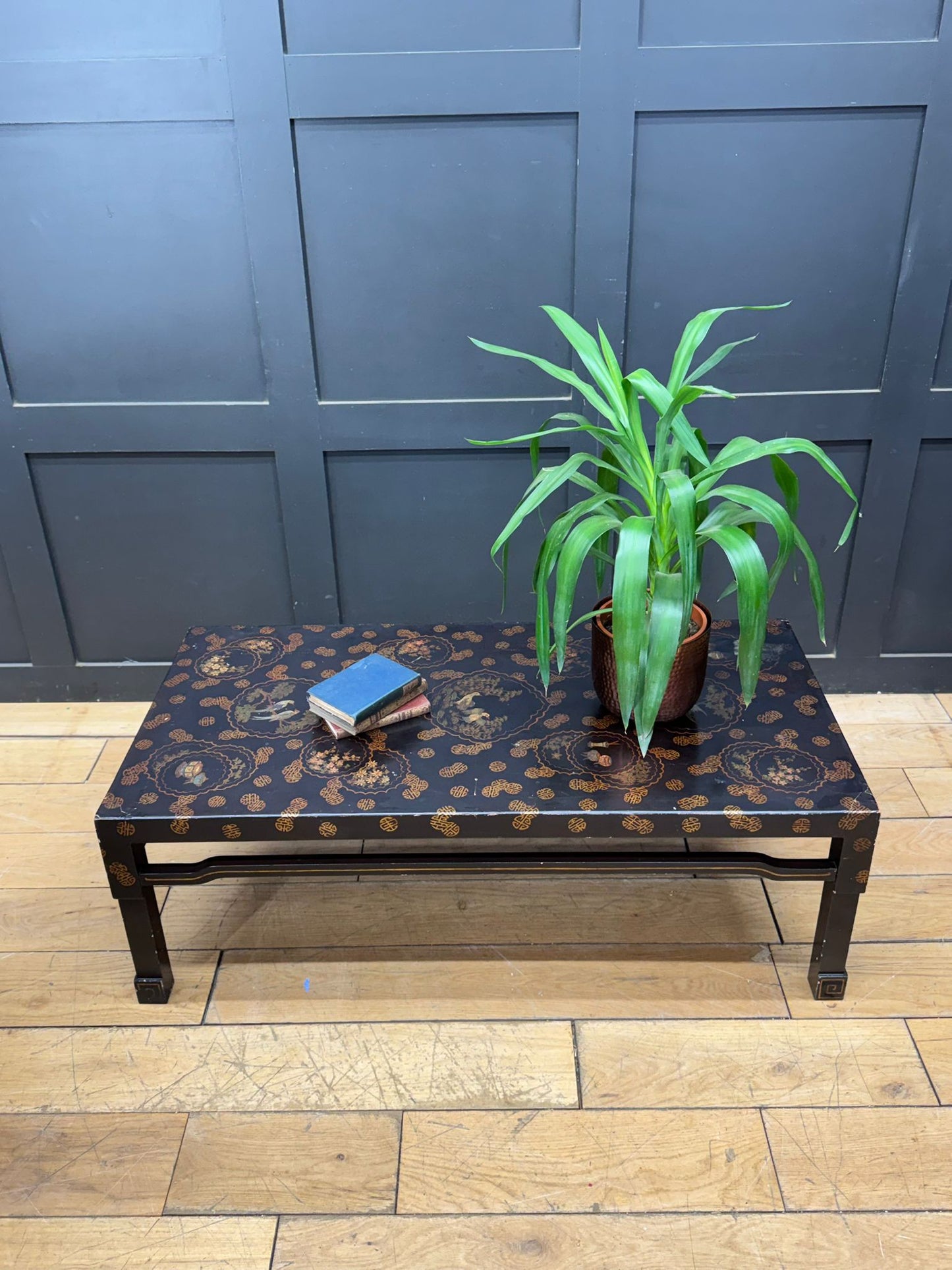 Chinese Black Lacquer Kang Coffee Table Low Oriental Table 110cm
