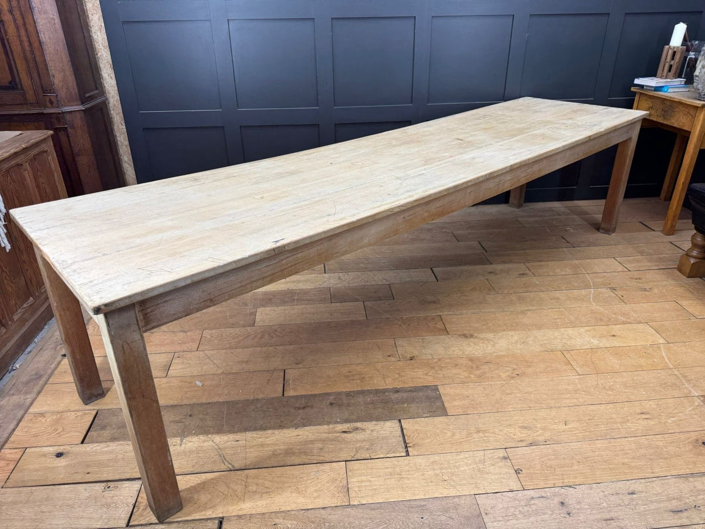 Vintage LARGE Beech Dining Table /  Long Kitchen Table / School Science Art