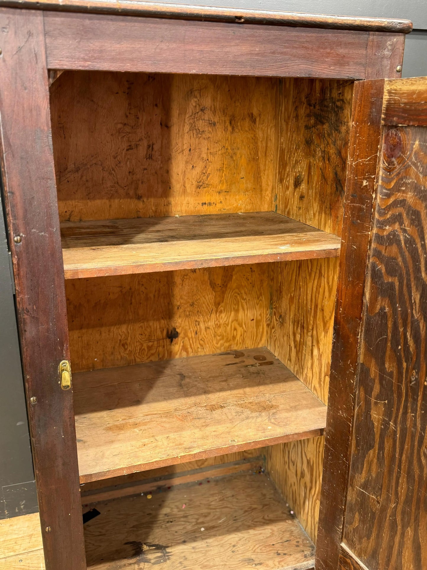 Antique Pitch Pine School Cupboard Single Door Storage Cabinet Shelves Rustic RUSTIC WAREHOUSE NORFOLK