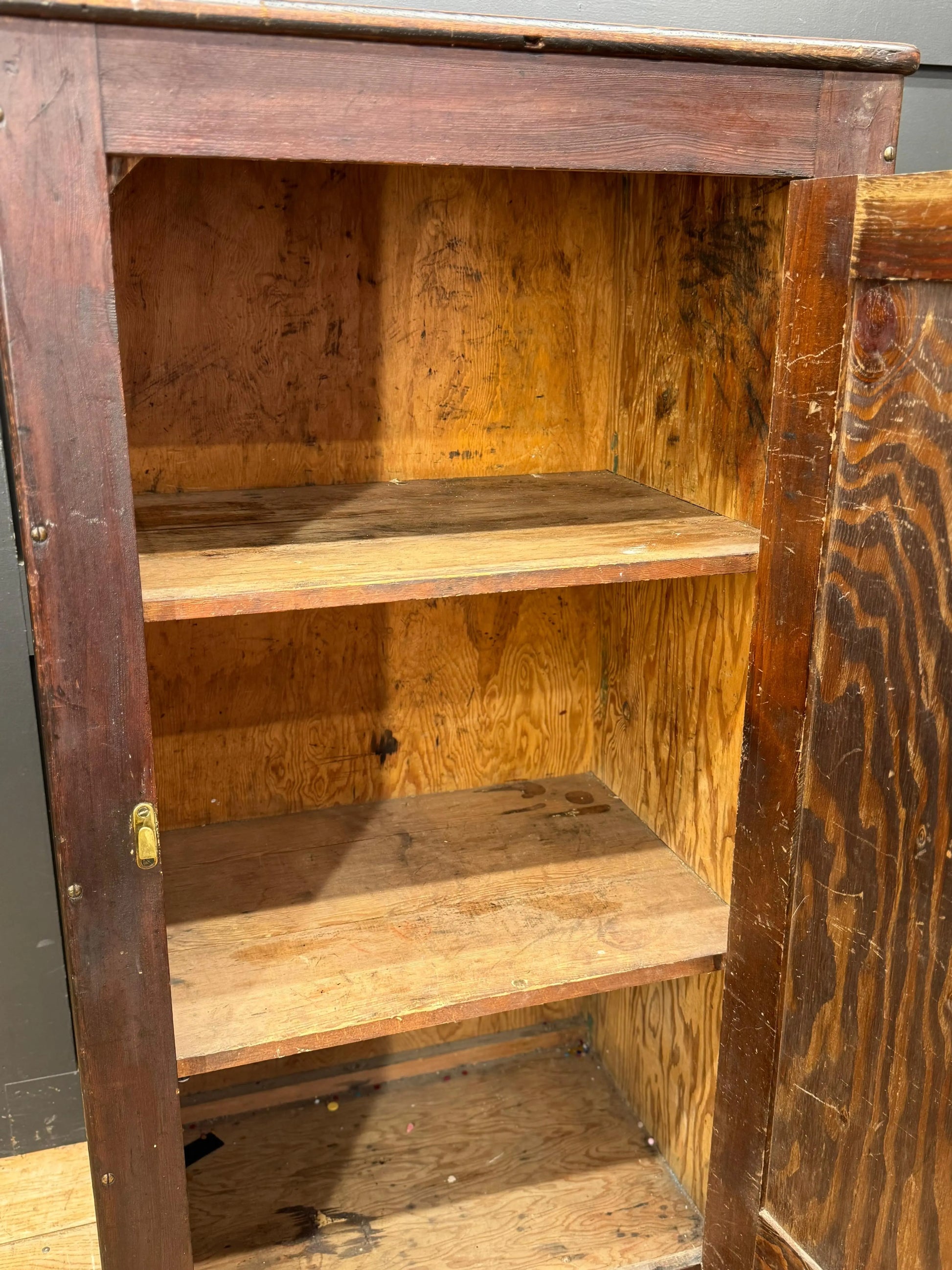 Antique Pitch Pine School Cupboard Single Door Storage Cabinet Shelves Rustic RUSTIC WAREHOUSE NORFOLK
