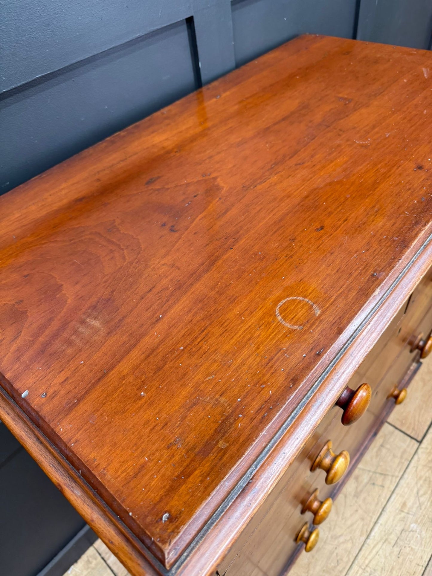 Victorian Mahogany Chest of Drawers on Bun Feet