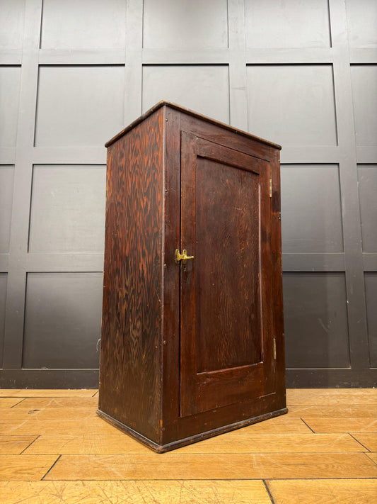 Antique Pitch Pine School Cupboard Single Door Storage Cabinet Shelves Rustic