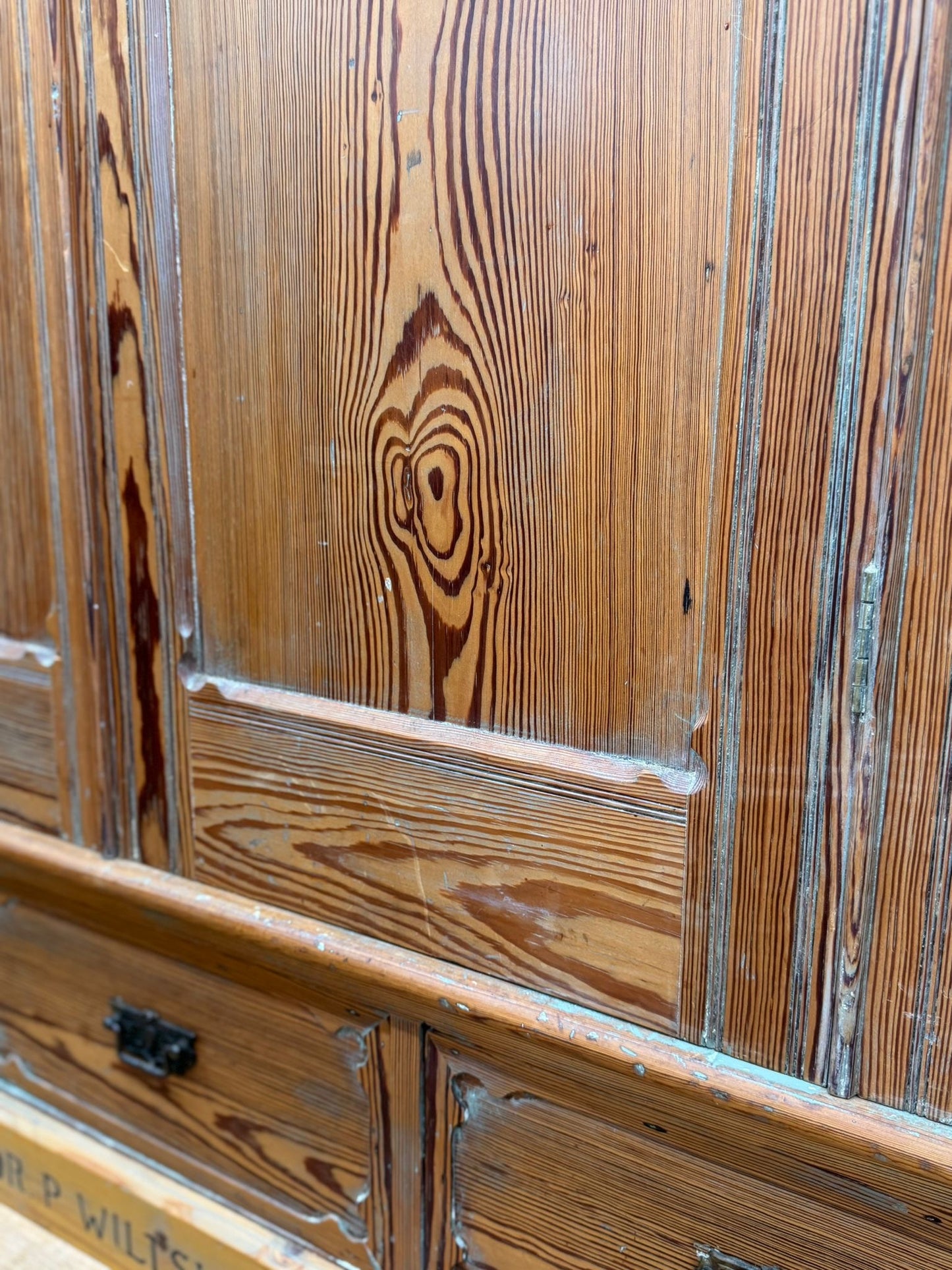 Victorian Pitch Pine Linen Cupboard / Pantry Storage Cabinet