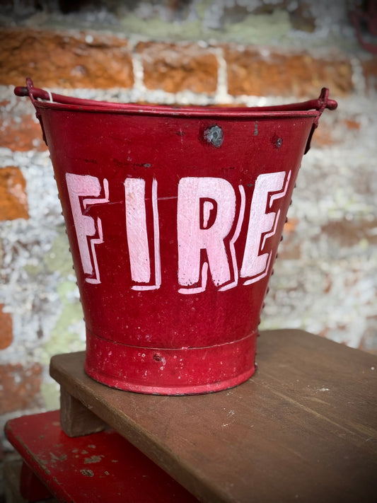 Galvanised Red fire Bucket Log Kindling Basket / Christmas Tree Patio Planter D