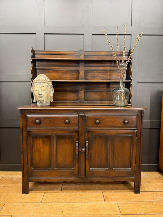 Ercol Old Colonial Solid Oak Dresser Base and Rack – Classic Vintage Storage