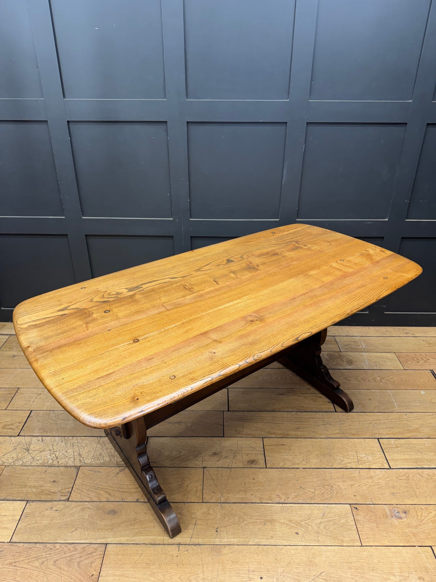 Vintage Ercol Solid Elm Refectory Dining Table – 152cm, Kitchen Table