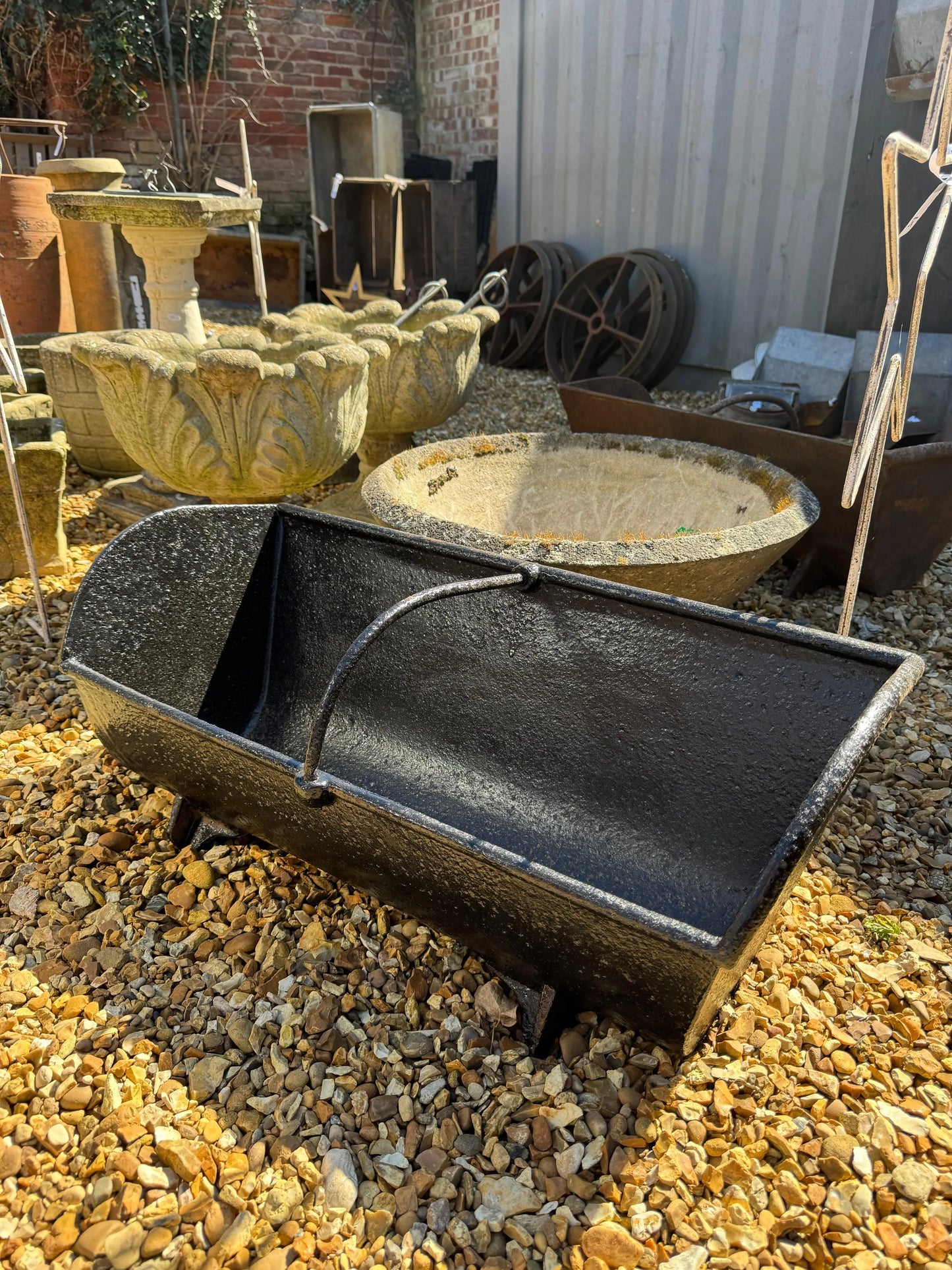 Antique Black Cast Iron Trough Feeder / Garden Planter Plant Pot / Log Holder RUSTIC WAREHOUSE NORFOLK