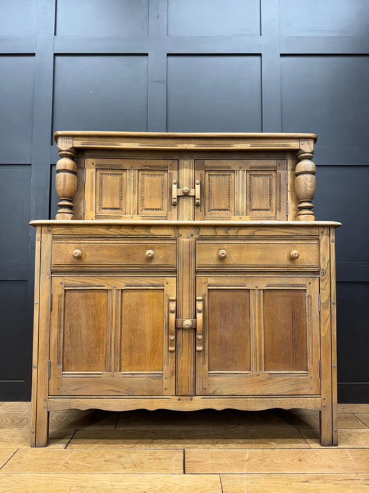 Vintage Ercol Court Cupboard – Stripped & Waxed Sideboard Cabinet / Home Bar